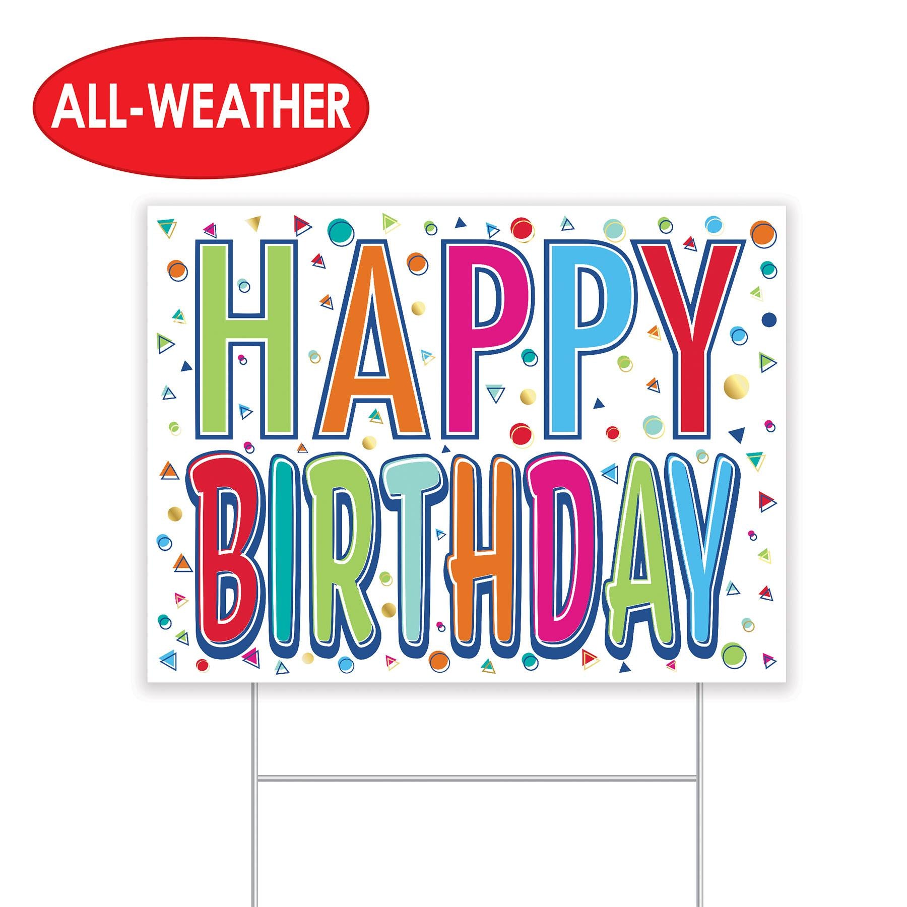 All Weather- Beistle Plastic Happy Birthday Party Yard Sign