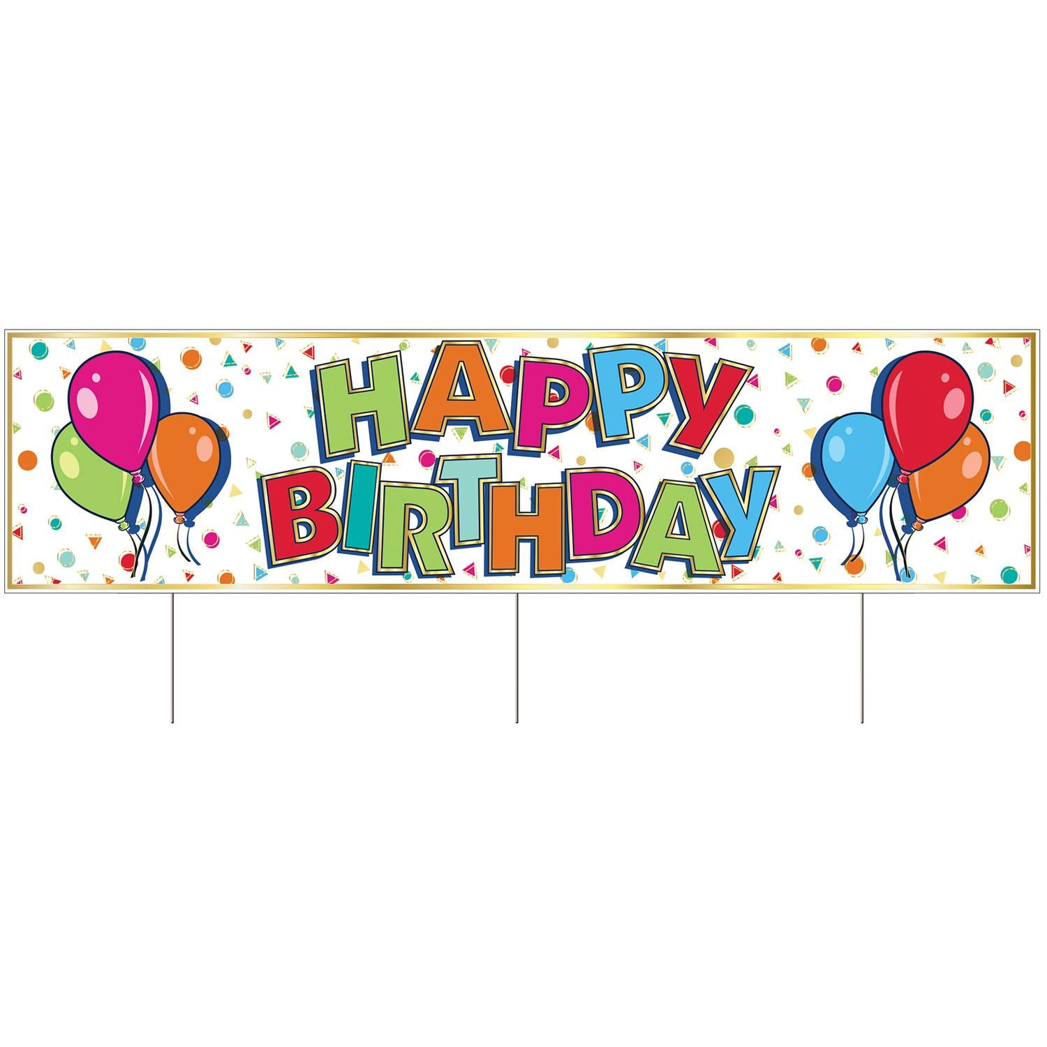 Plastic Jumbo Happy Birthday Party Yard Sign- Multicolor