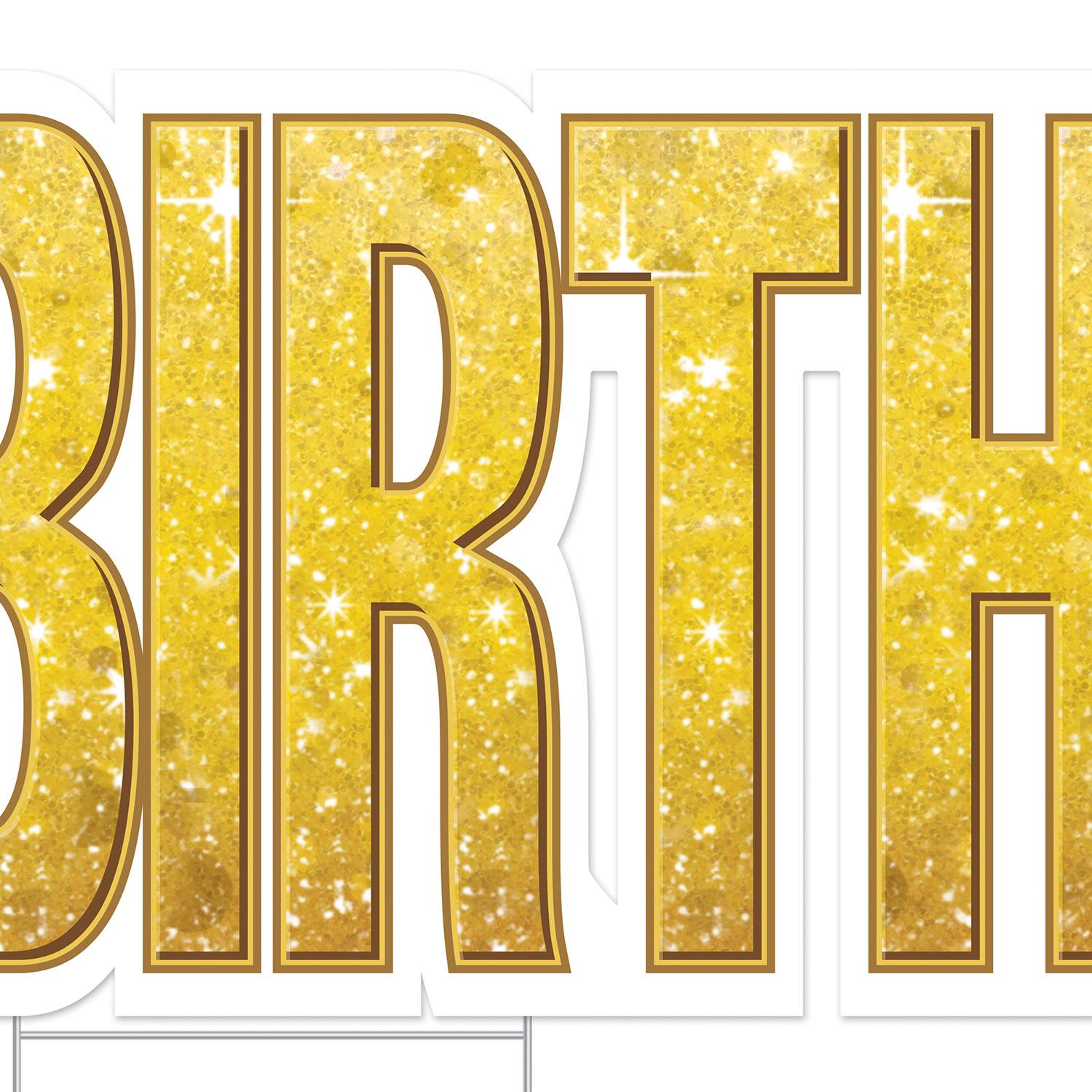 Beistle Plas Jumbo Happy Birthday Party Yard Sign Set - Gold