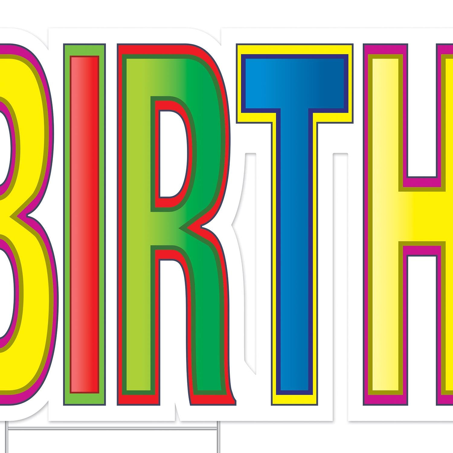 Plas Jumbo Happy Birthday Party Yard Sign Set - Multi-Color