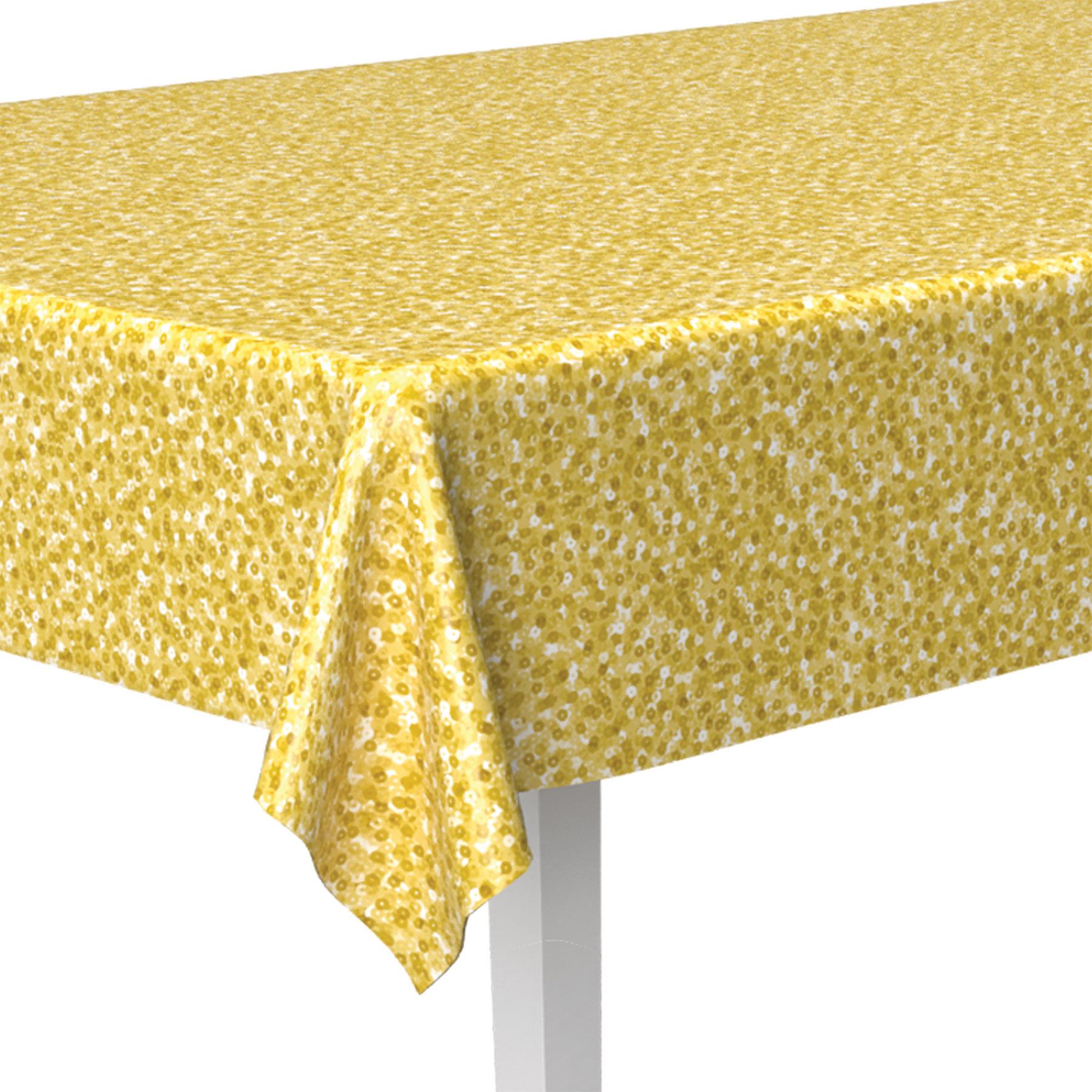 Beistle Printed Sequined Party Tablecover - Gold