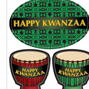 Bulk Happy Kwanzaa Clings (Case of 12 Sheets) by Beistle