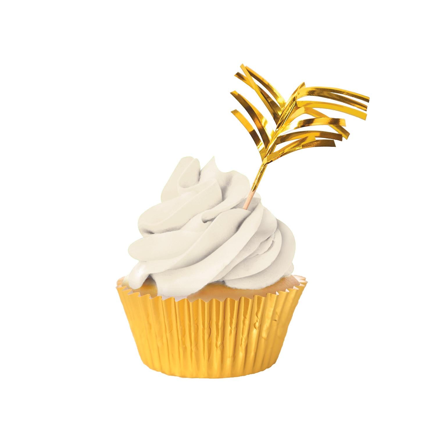 Beistle Metallic Party Cupcake Liners & Picks - Gold