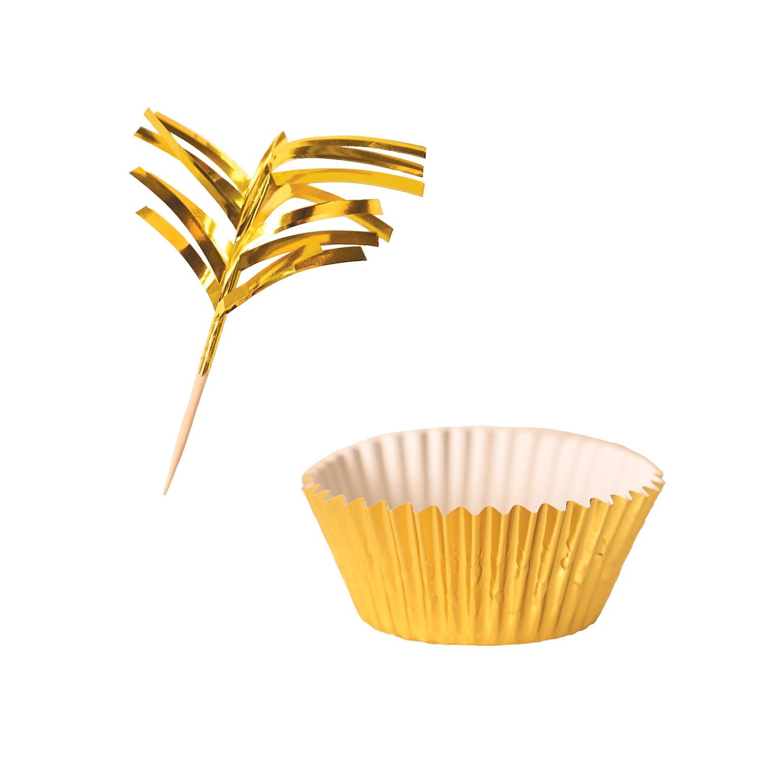 Beistle Metallic Party Cupcake Liners & Picks - Gold