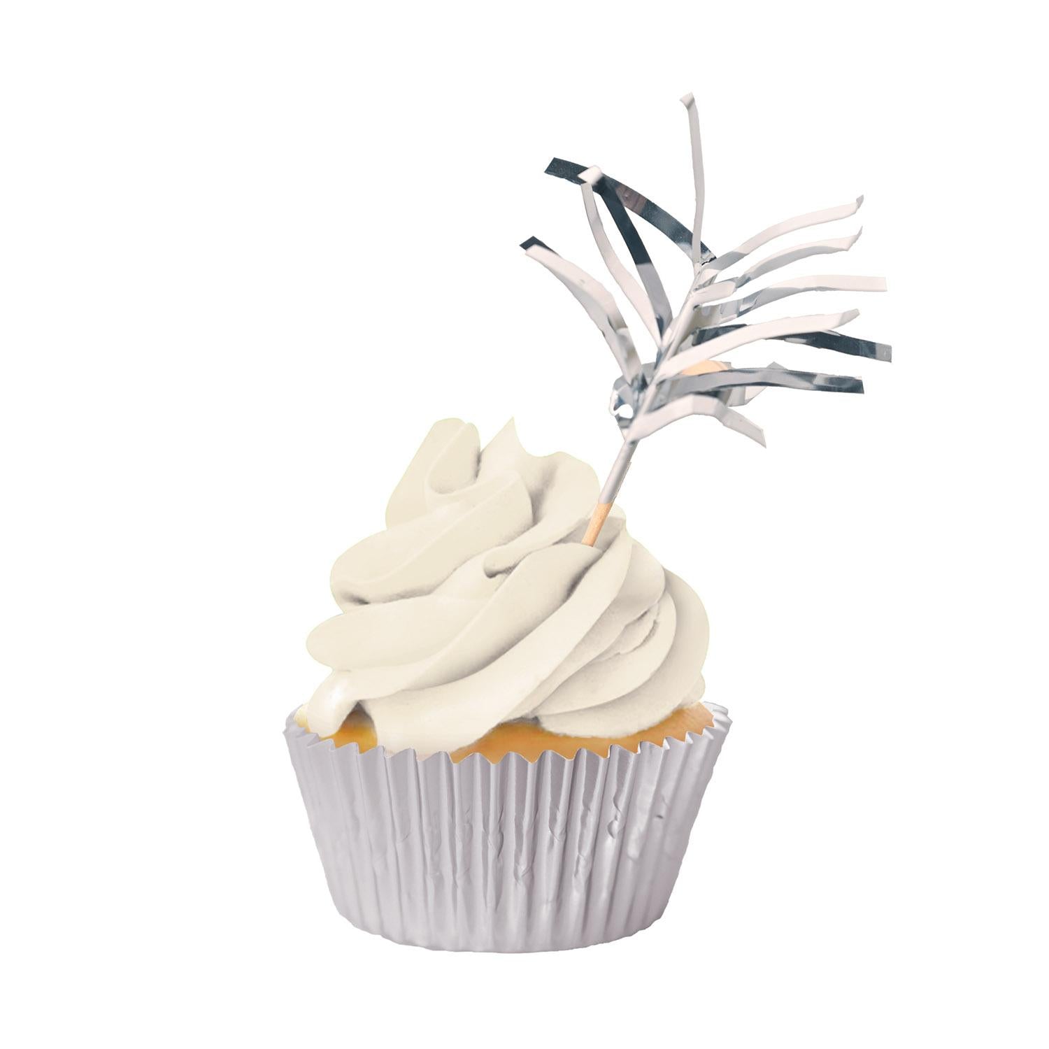 Beistle Metallic Party Cupcake Liners & Picks - Silver