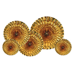 Beistle Metallic Party Fans - Gold