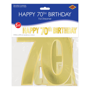 Bulk Foil Happy  70th  Birthday Streamer (Case of 12) by Beistle