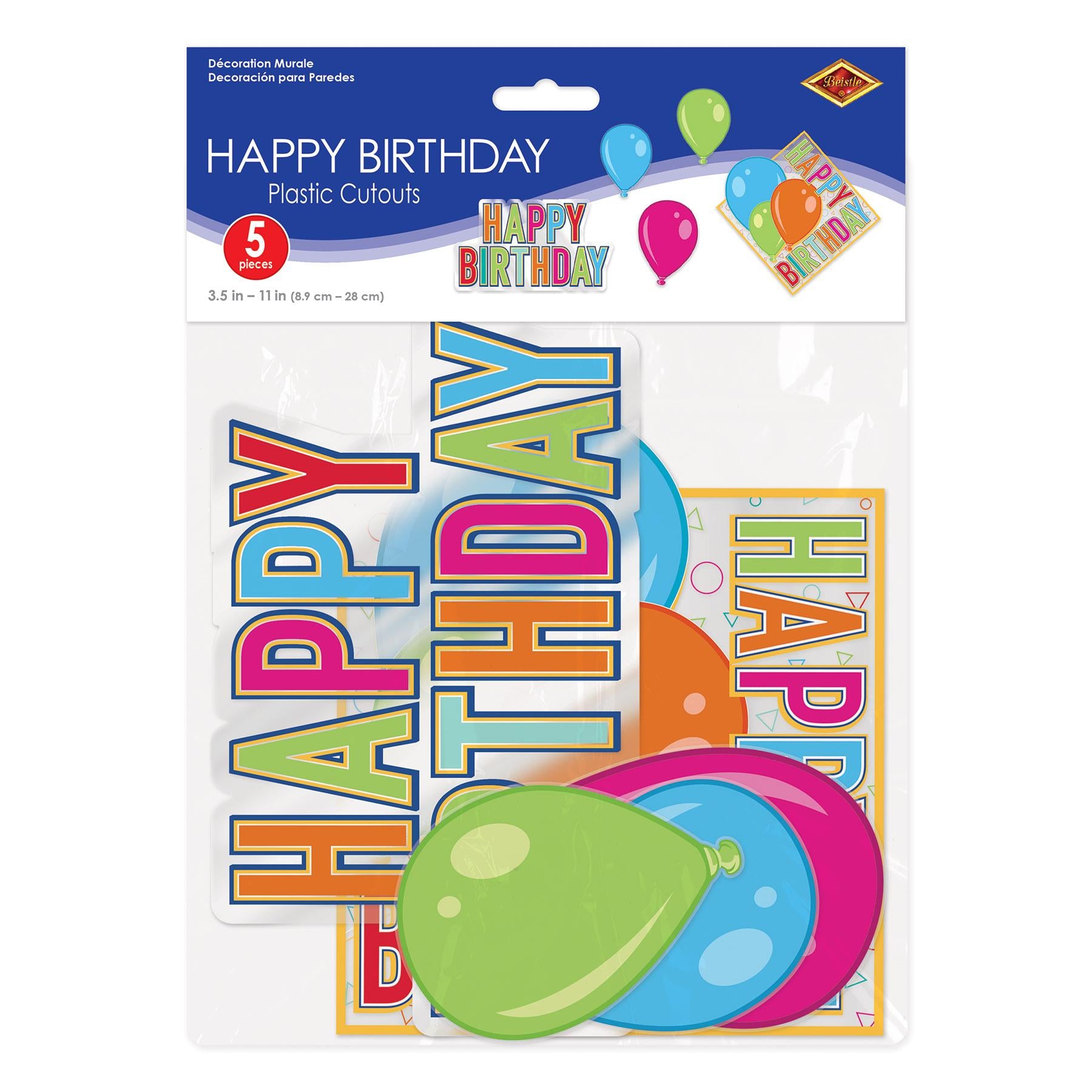 Beistle Plastic Happy Birthday Party Cutouts