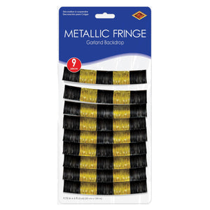 Black and Gold Metallic Party Fringe Garland Backdrop (12 Packages)