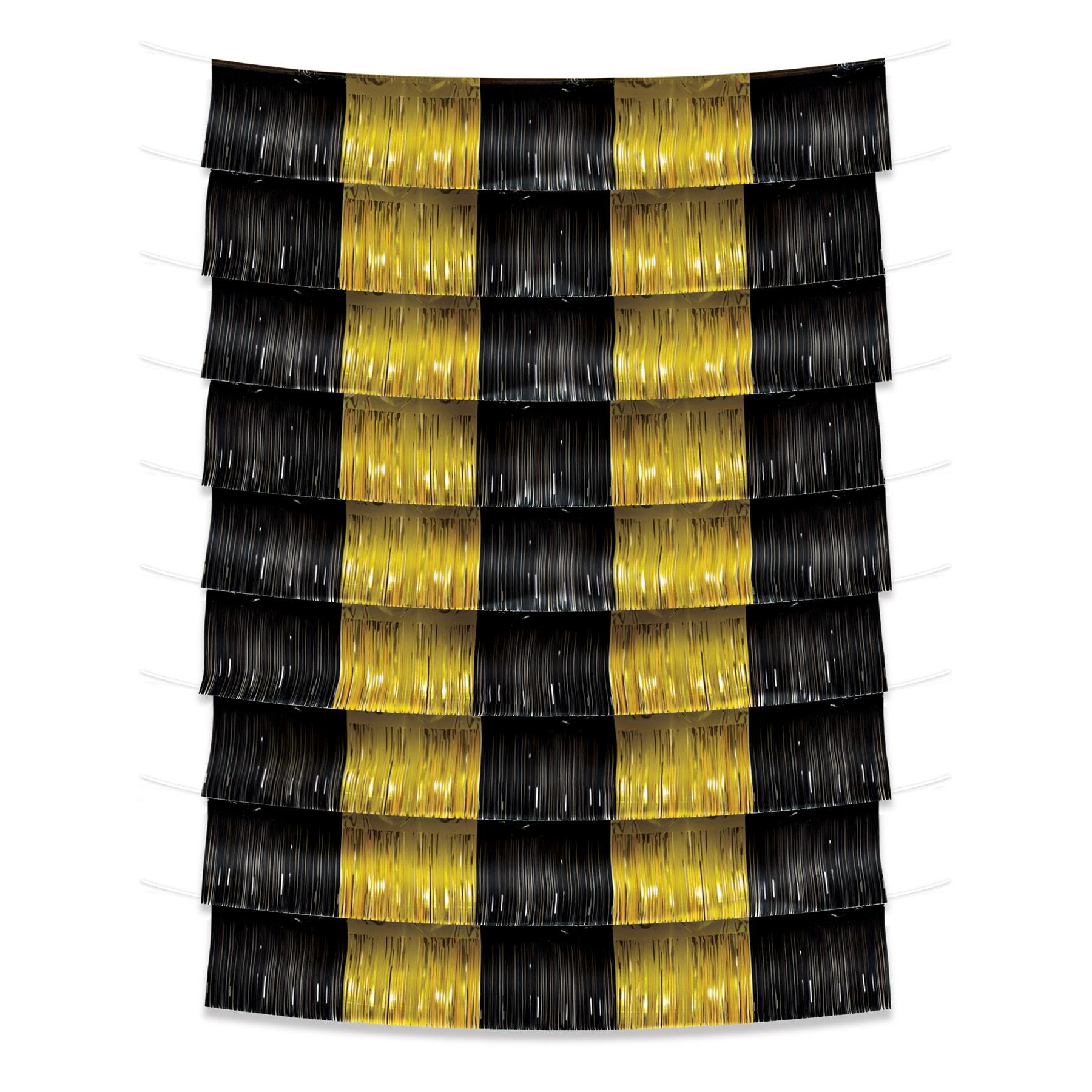 Black and Gold Metallic Party Fringe Garland Backdrop (12/Case)