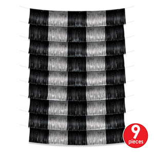 Black and Silver Metallic Party Fringe Garland Backdrop (12 Packages)