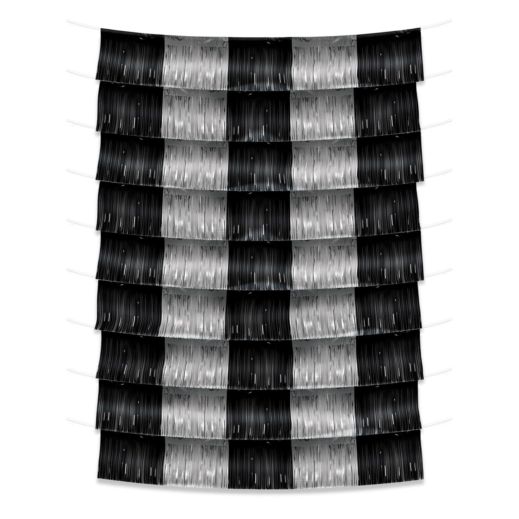 Black and Silver Metallic Party Fringe Garland Backdrop (12/Case)