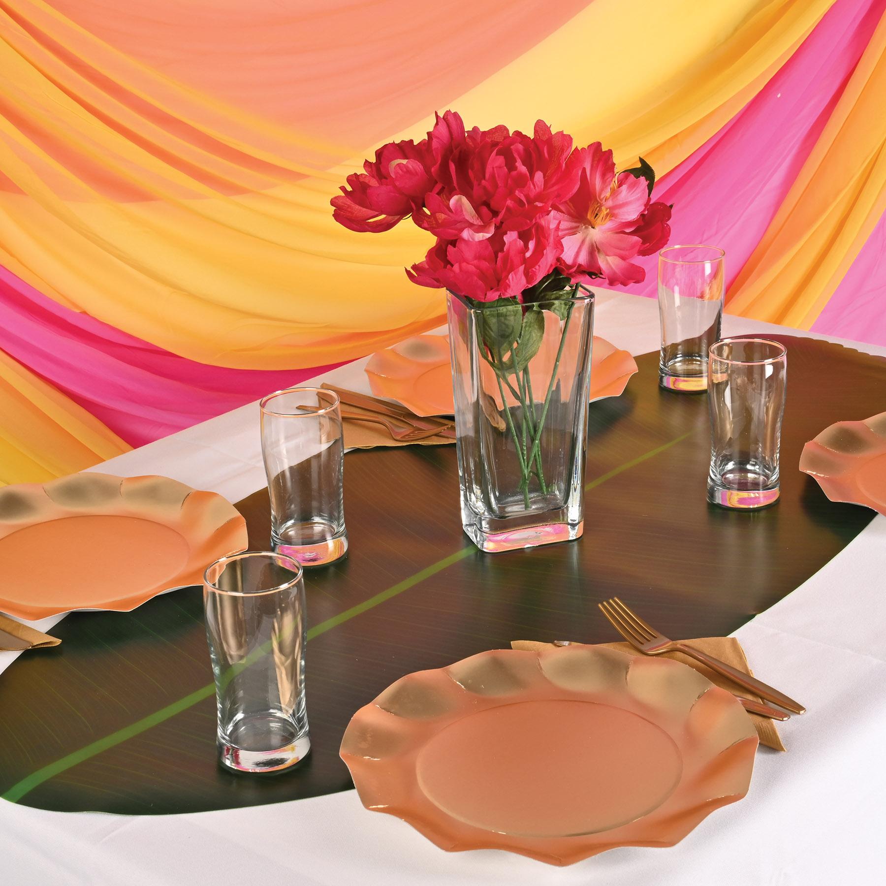 Luau Party Plastic Tropical Leaf Table Runner (6 Packages)