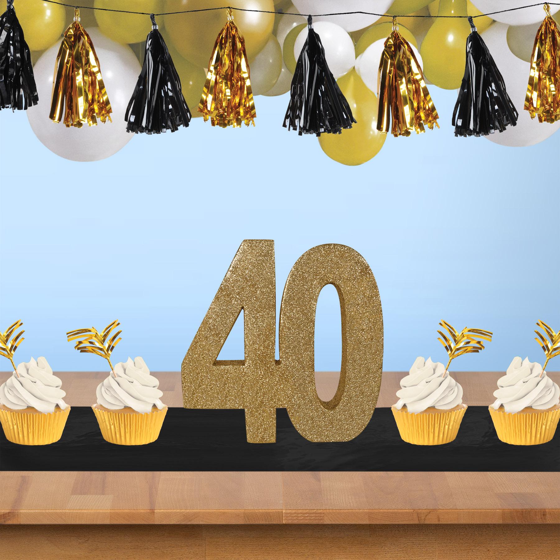 3-D Glittered 40th Birthday Party Centerpiece (6 Per Case)