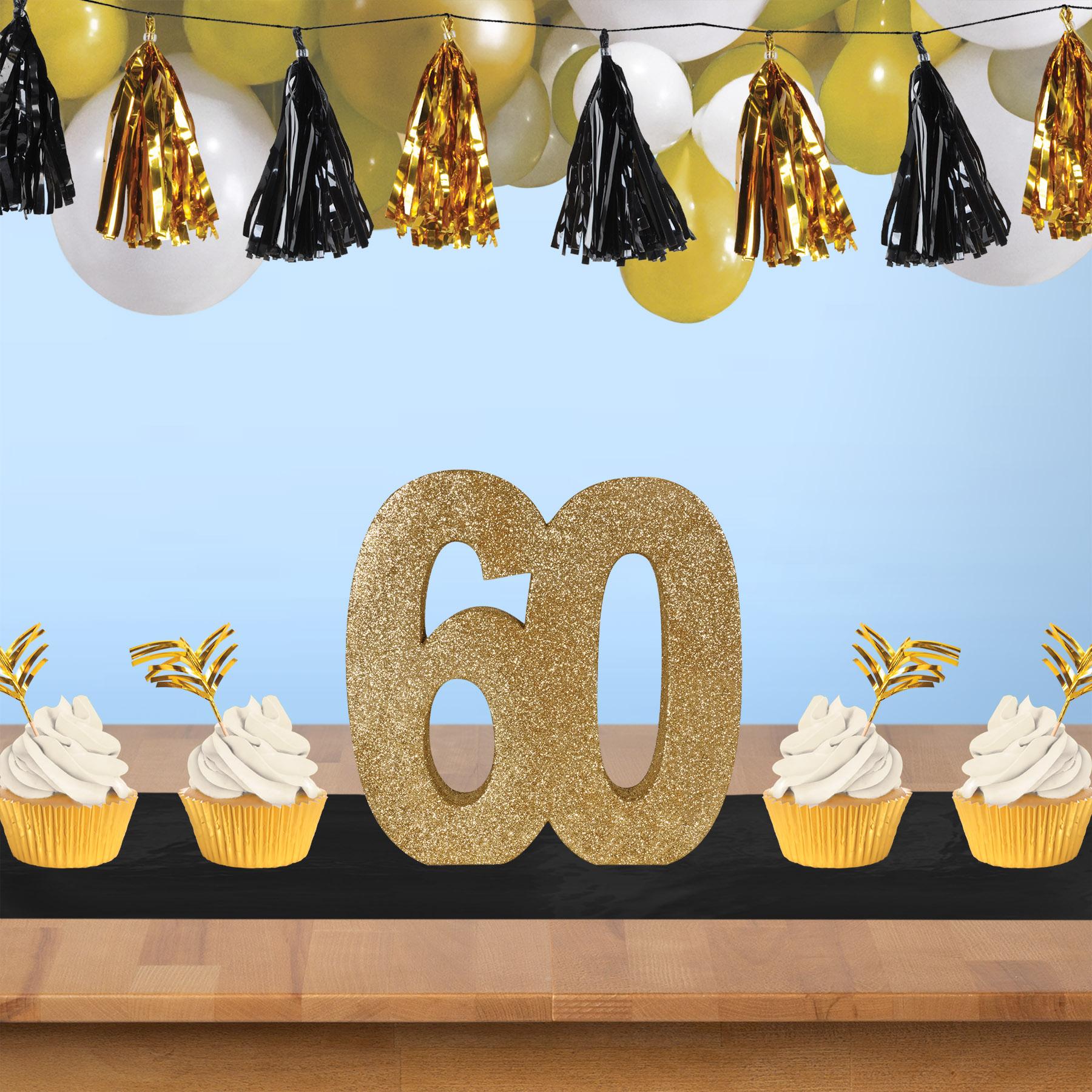 3-D Glittered 60th Birthday Party Centerpiece (6 Per Case)