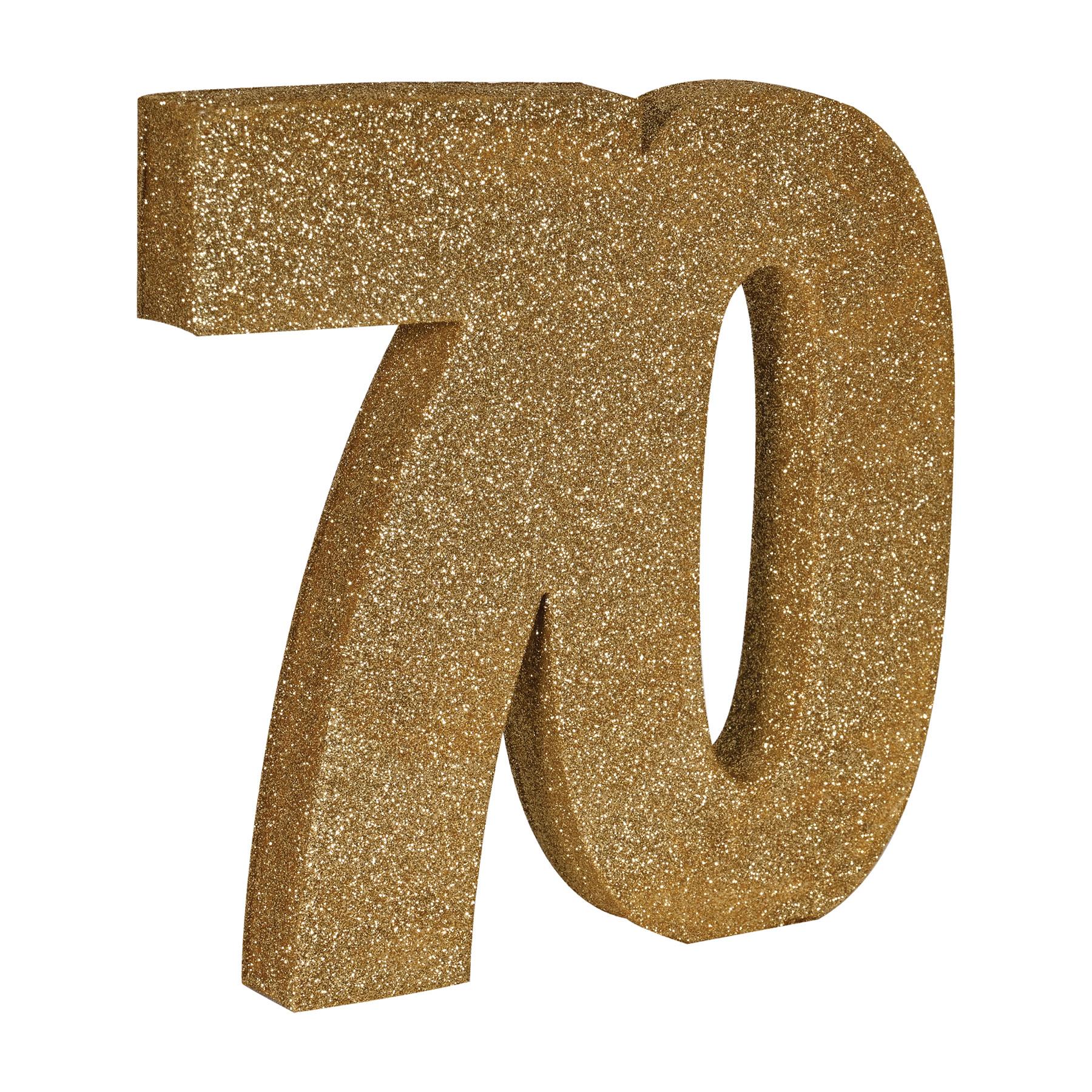 3-D Glittered 70 Centerpiece gold