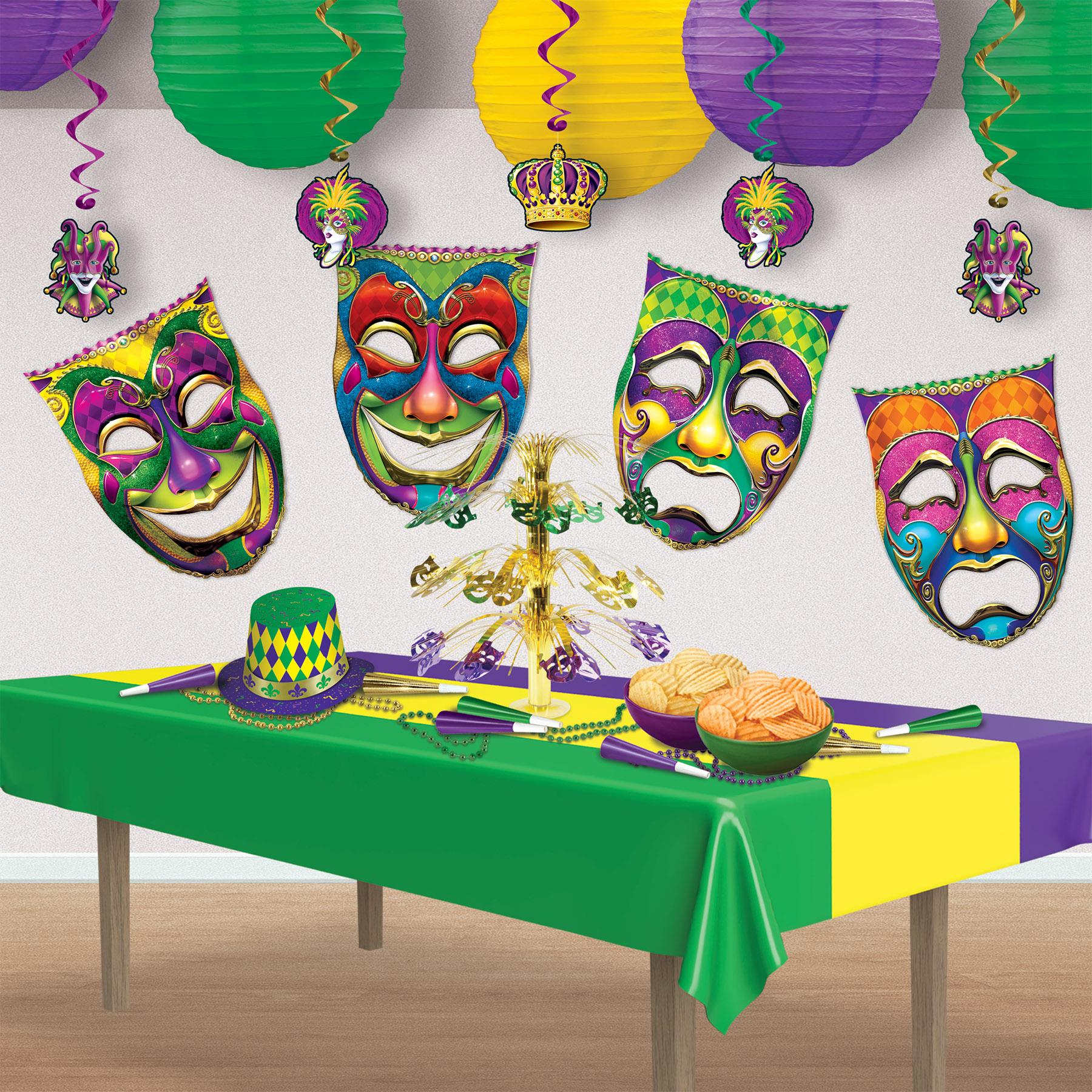 Mardi Gras Jumbo Foil Comedy & Tragedy Face Cutouts (12 Packages)