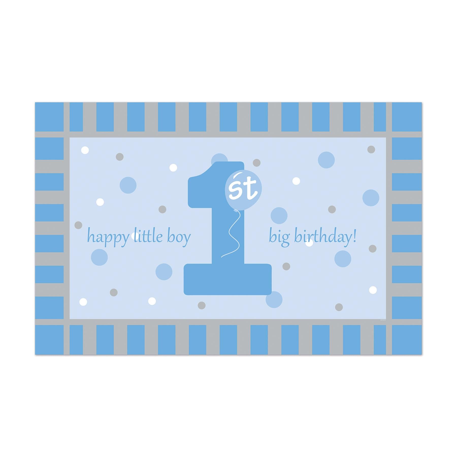 Beistle Plastic 1st Birthday Party Floor Mat- Blue