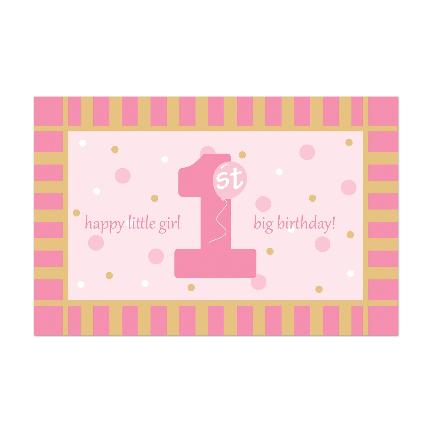 Beistle Plastic 1st Birthday Party Floor Mat- Pink