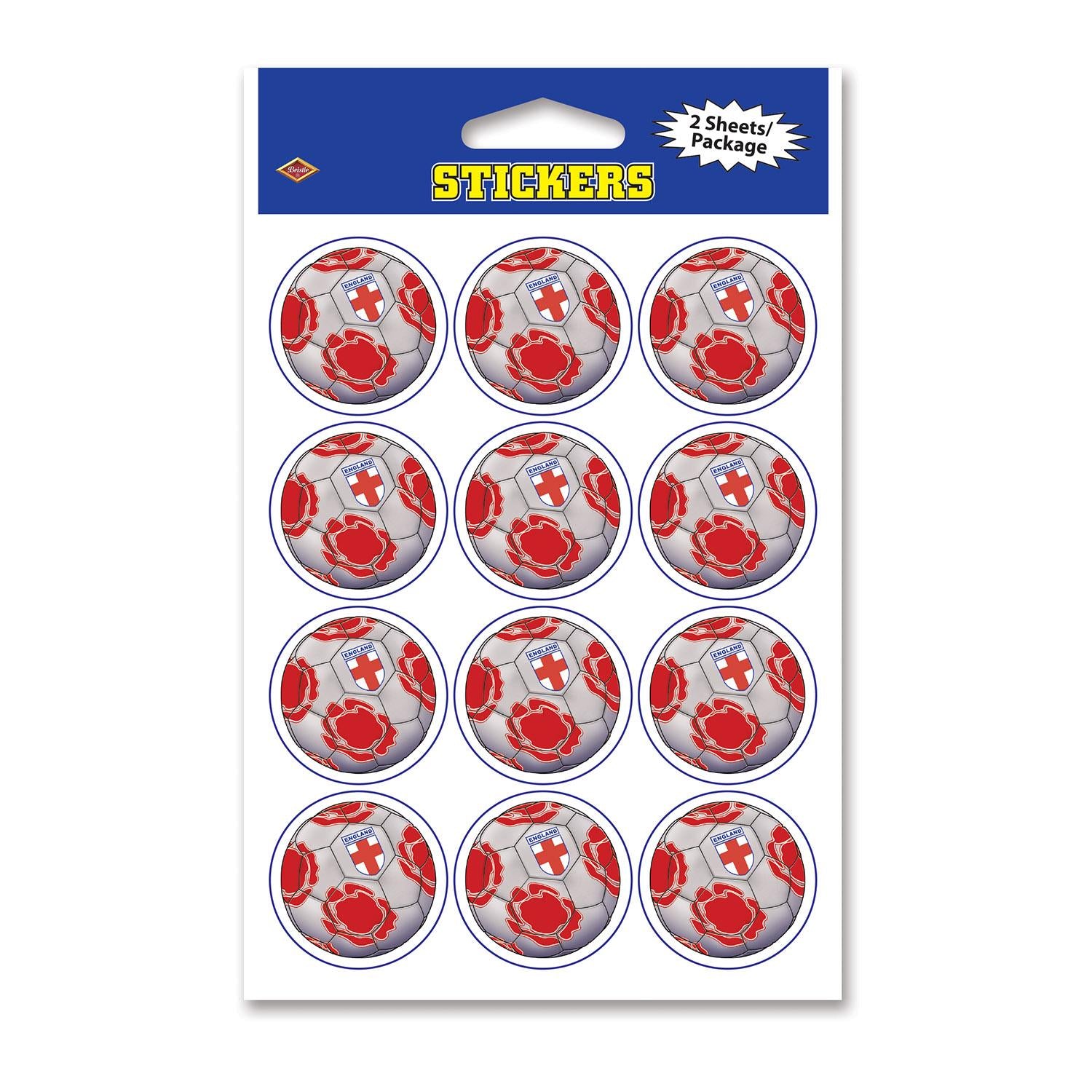 Beistle Soccer Party Stickers - England (2 Sheets/Pkg)