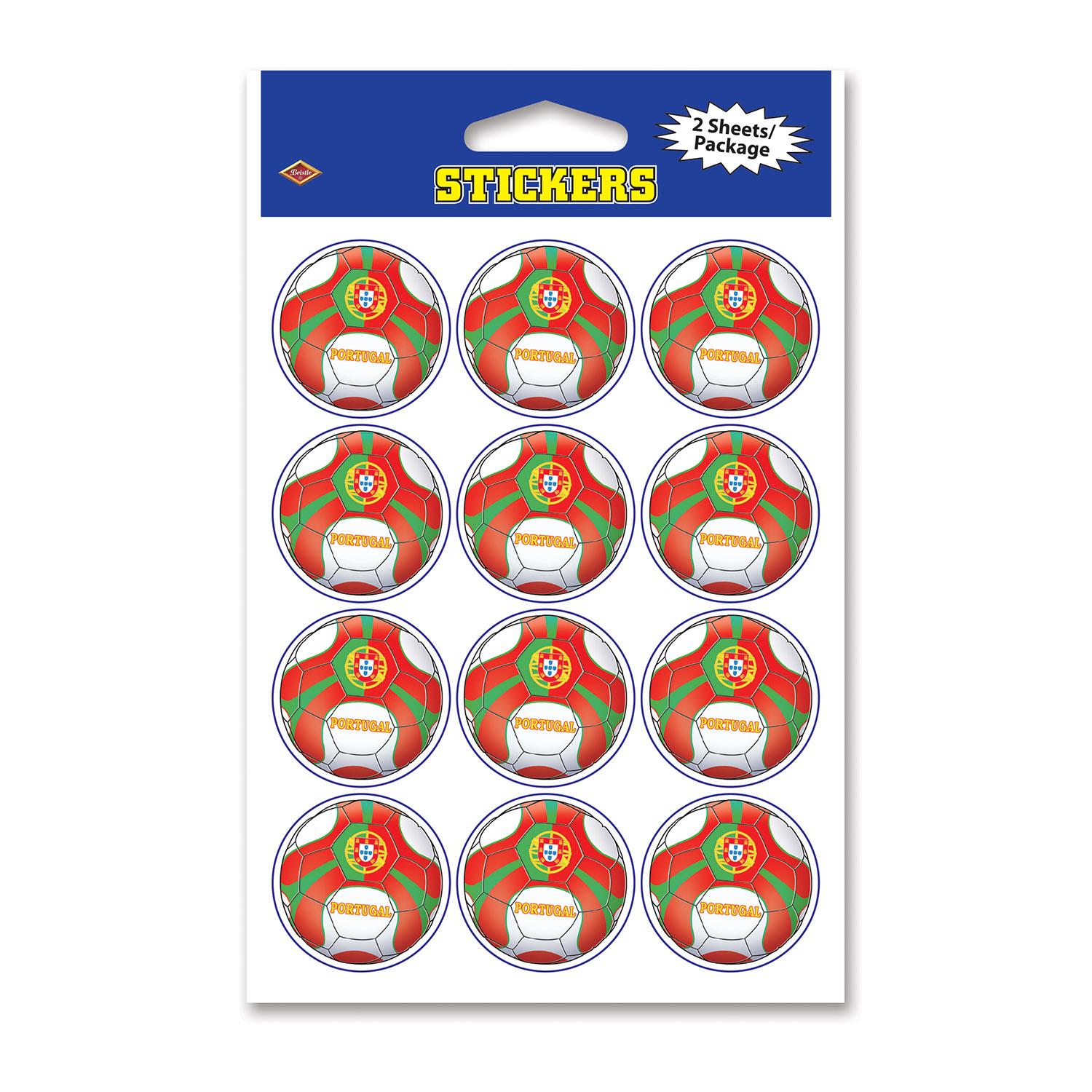 Beistle Soccer Party Stickers - Portugal (2 Sheets/Pkg)