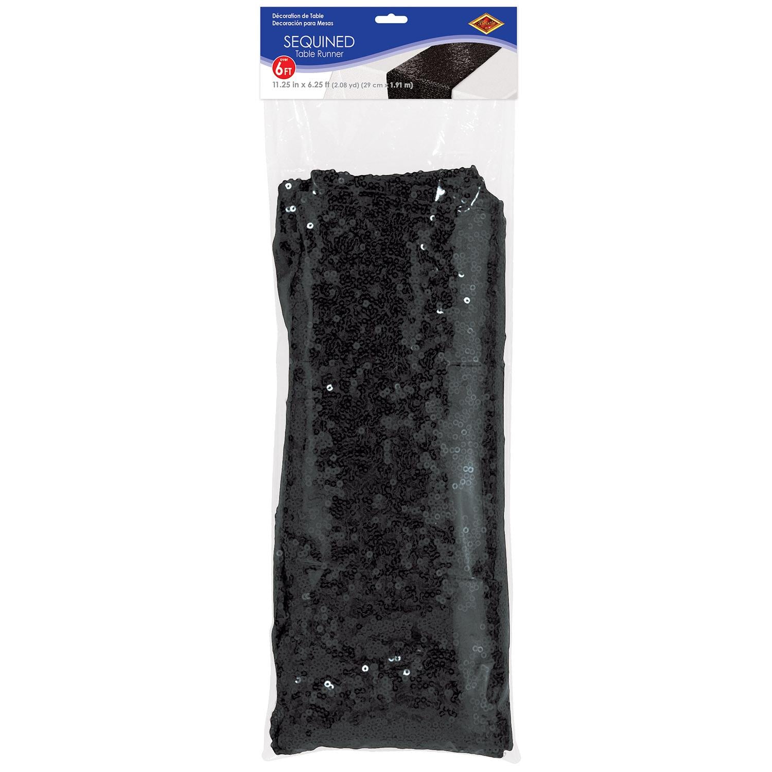 Beistle Sequined Party Table Runner - black