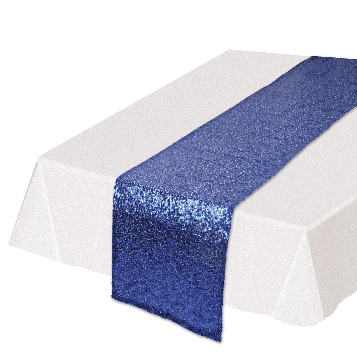 Beistle Sequined Party Table Runner - blue