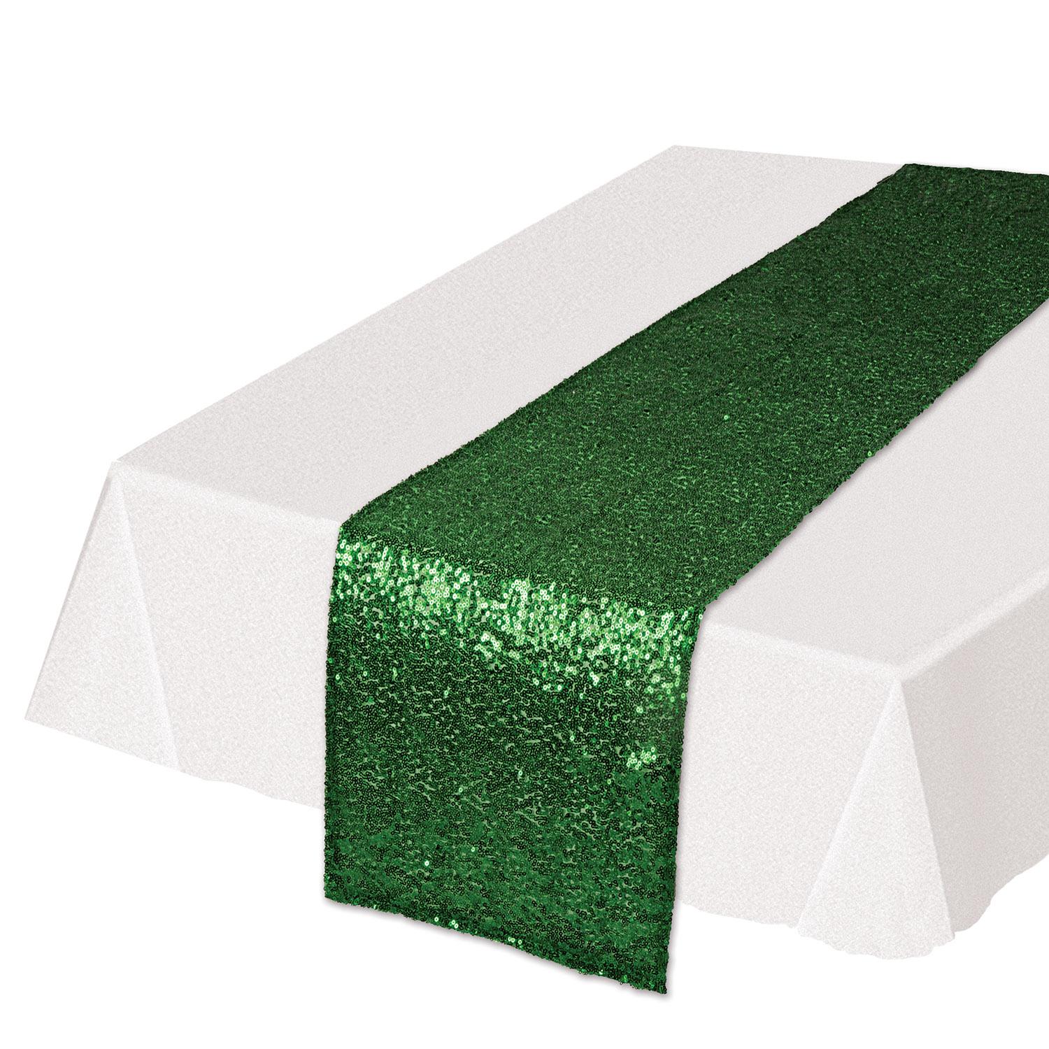 Beistle Sequined Party Table Runner - green