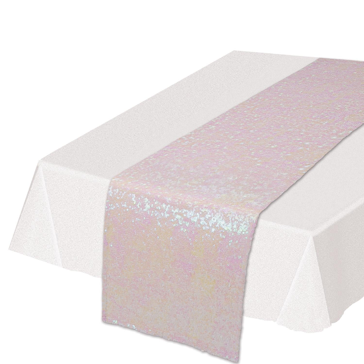 Beistle Sequined Party Table Runner - opalescent