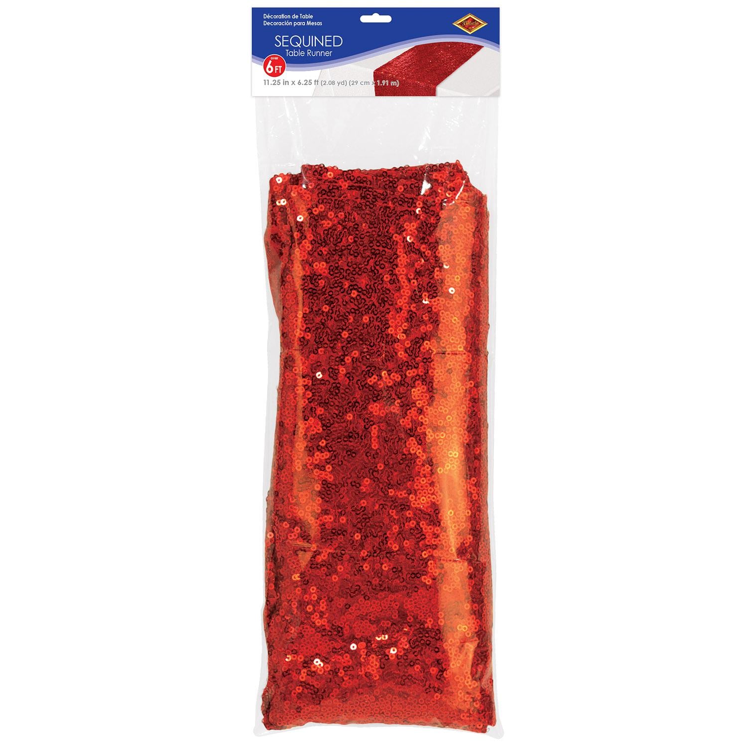 Beistle Sequined Party Table Runner - red