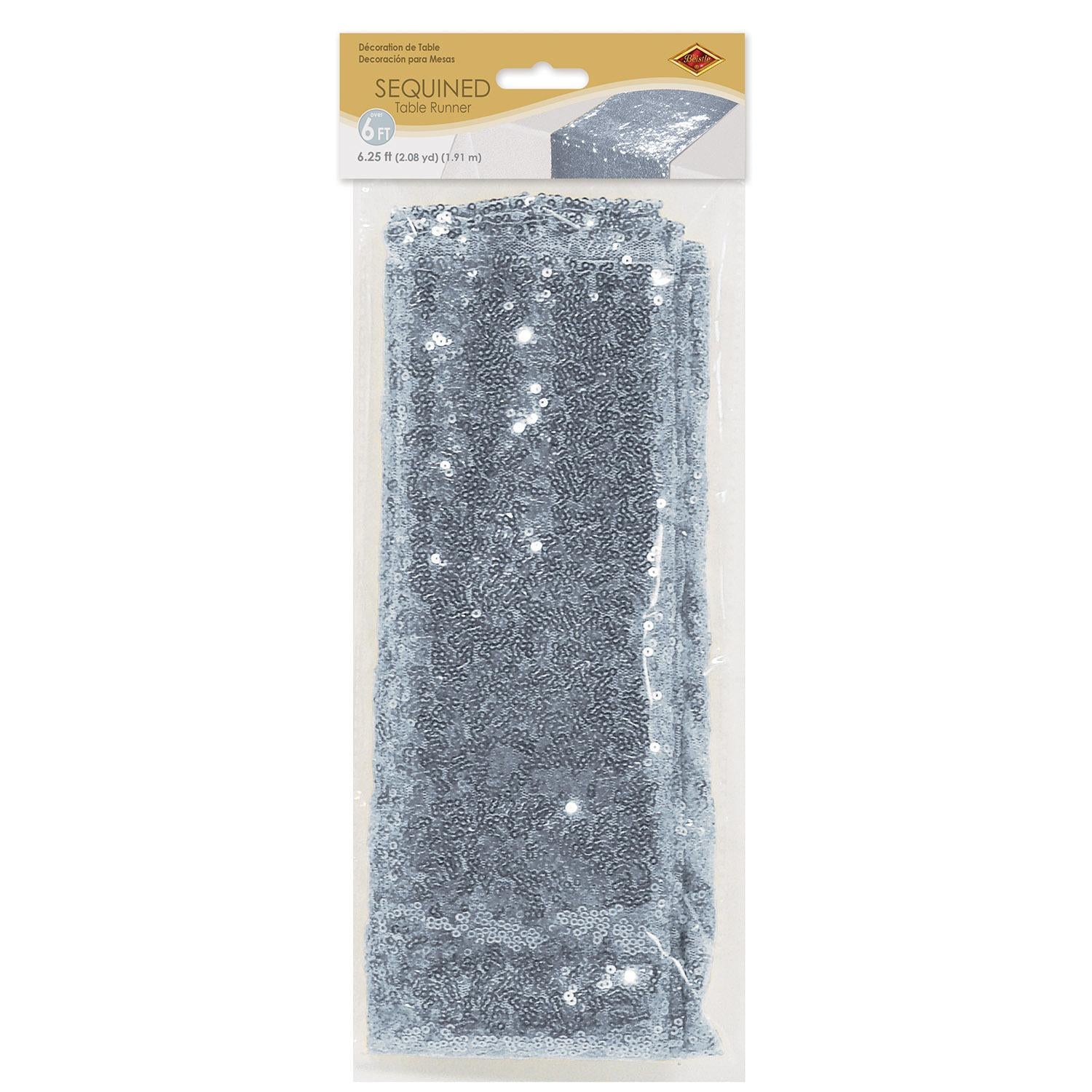 Beistle Sequined Table Runner - silver