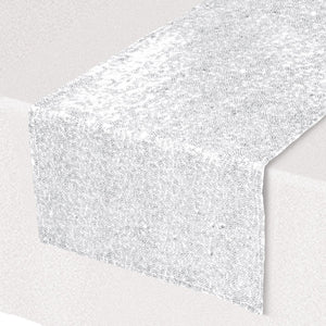 Bulk Sequined White Table Runner (12 Pkgs Per Case) by Beistle