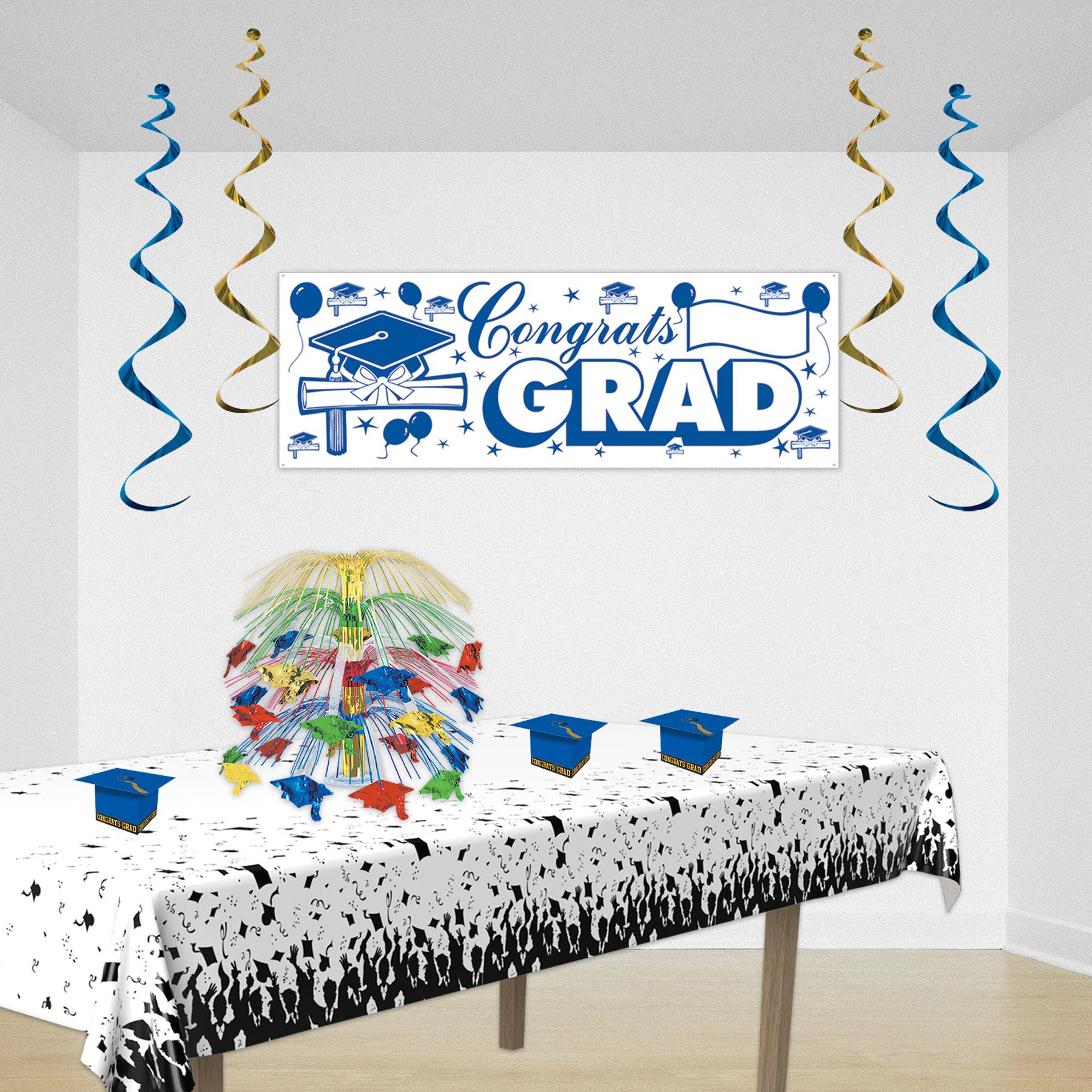 Beistle Grad Cap Graduation Party Favor Boxes - blue (3/Pkg)