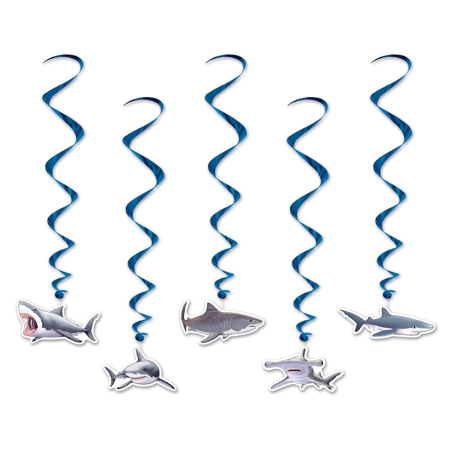 Beistle Luau Party Shark Whirls (5/Pkg)