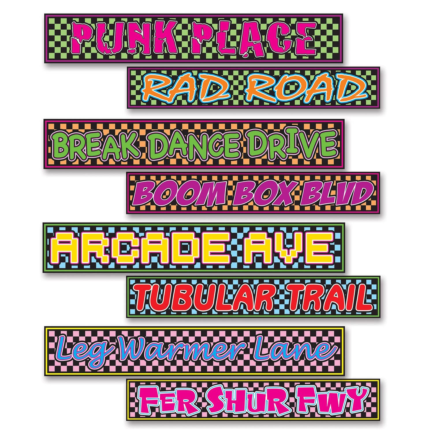 Beistle 80's Street Sign Party Cutouts (4/Pkg)