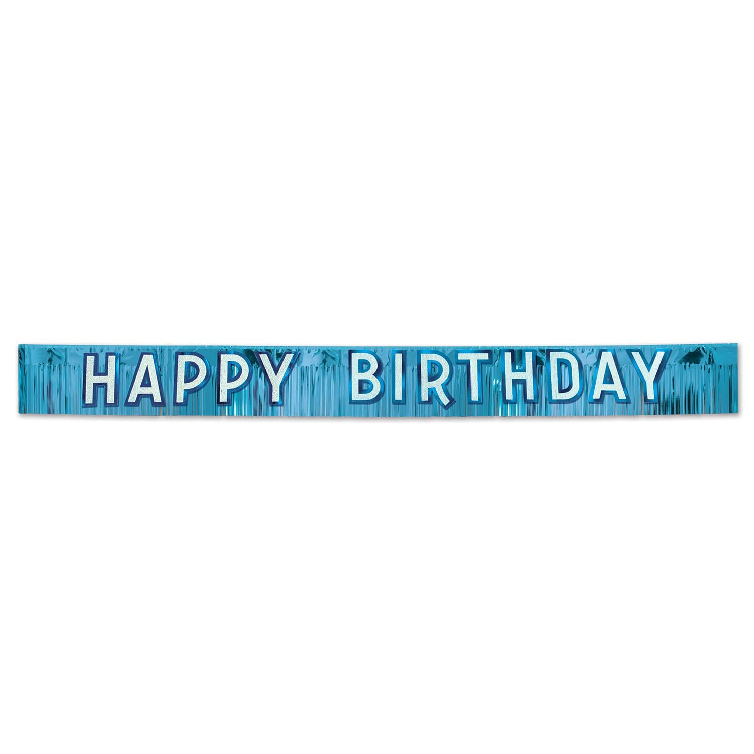 Beistle Metallic Happy Birthday Party Banner - blue with silver