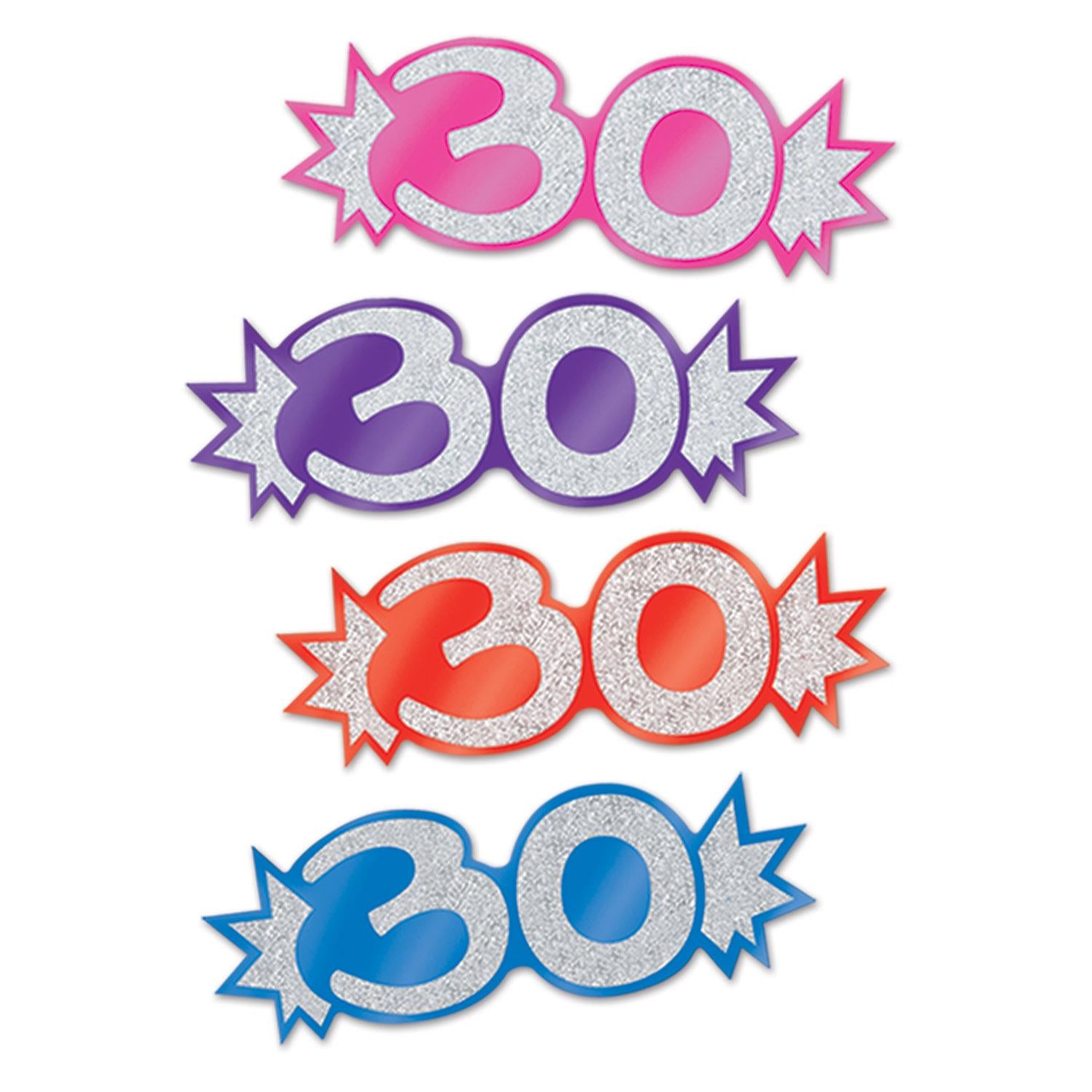 30th Birthday Party Mini Glittered Foil Cutouts (8/Pkg)