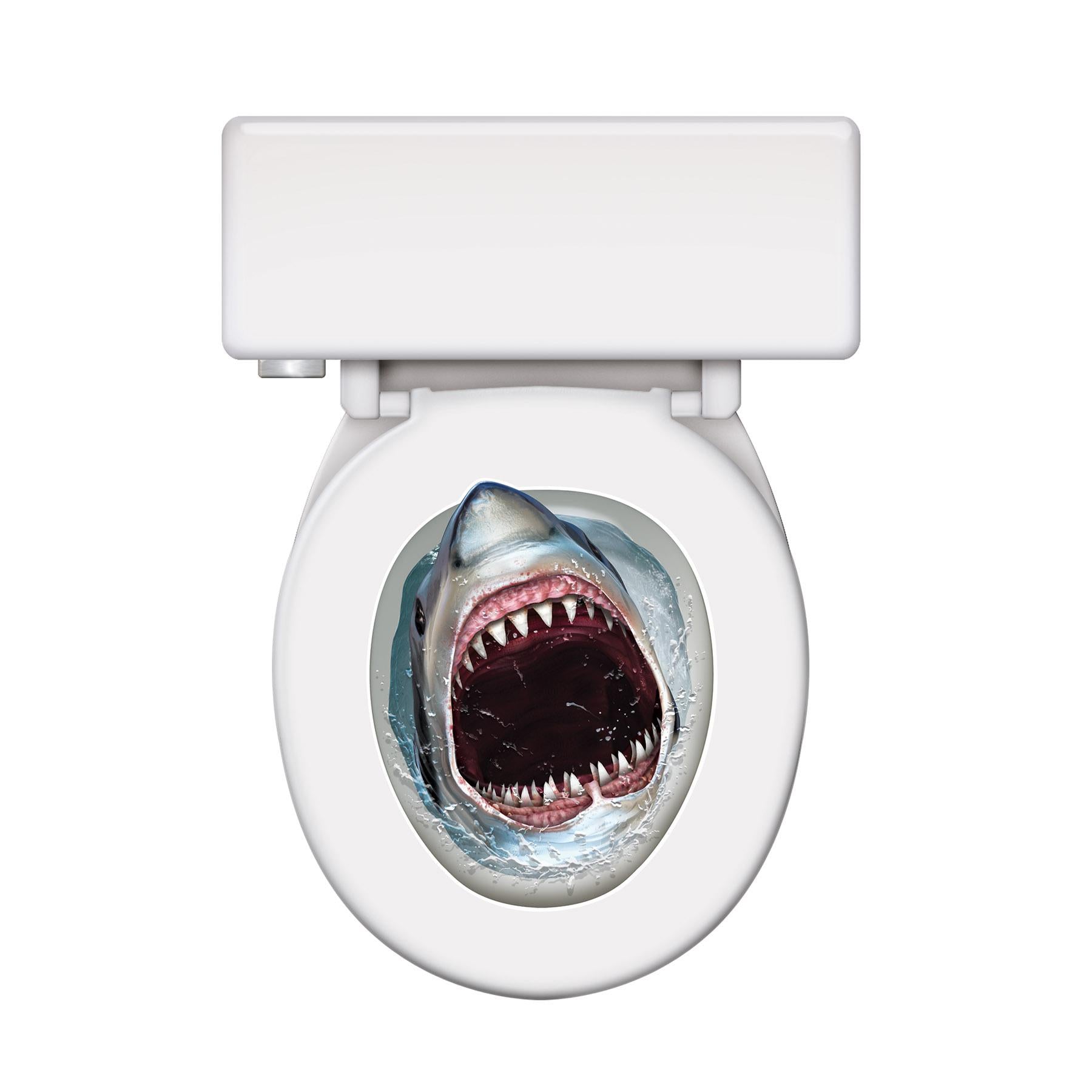 Shark Party Theme Toilet Seat Cover Peel 'N Place Clings