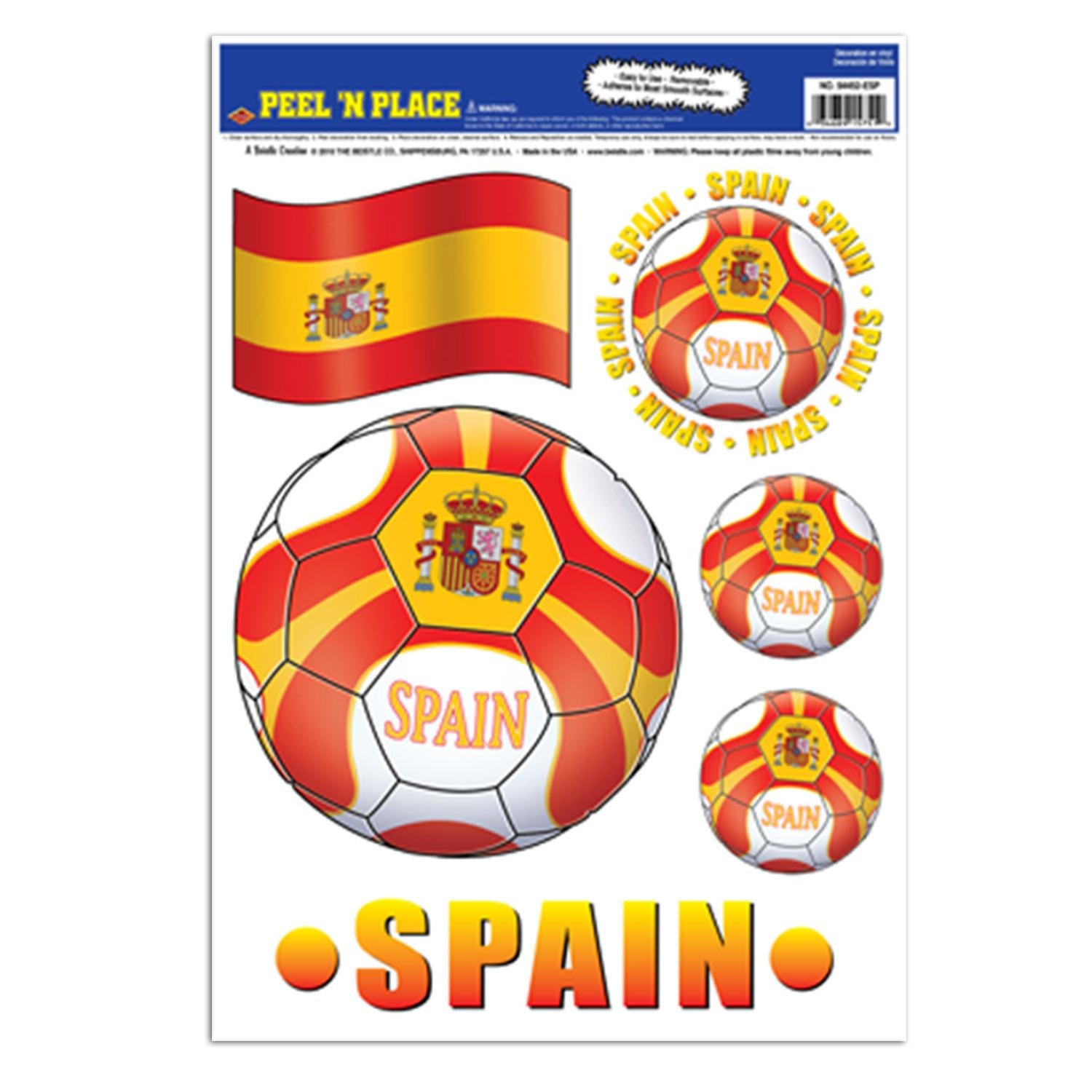 Beistle Soccer Party Peel 'N Place Clings - Spain (6/Sheet)