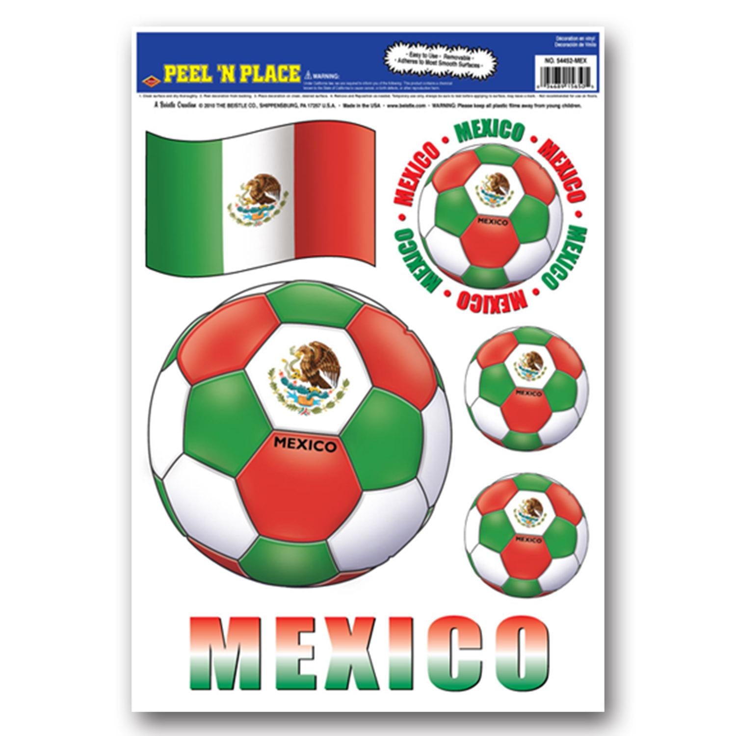 Beistle Soccer Party Peel 'N Place Clings - Mexico (6/Sheet)