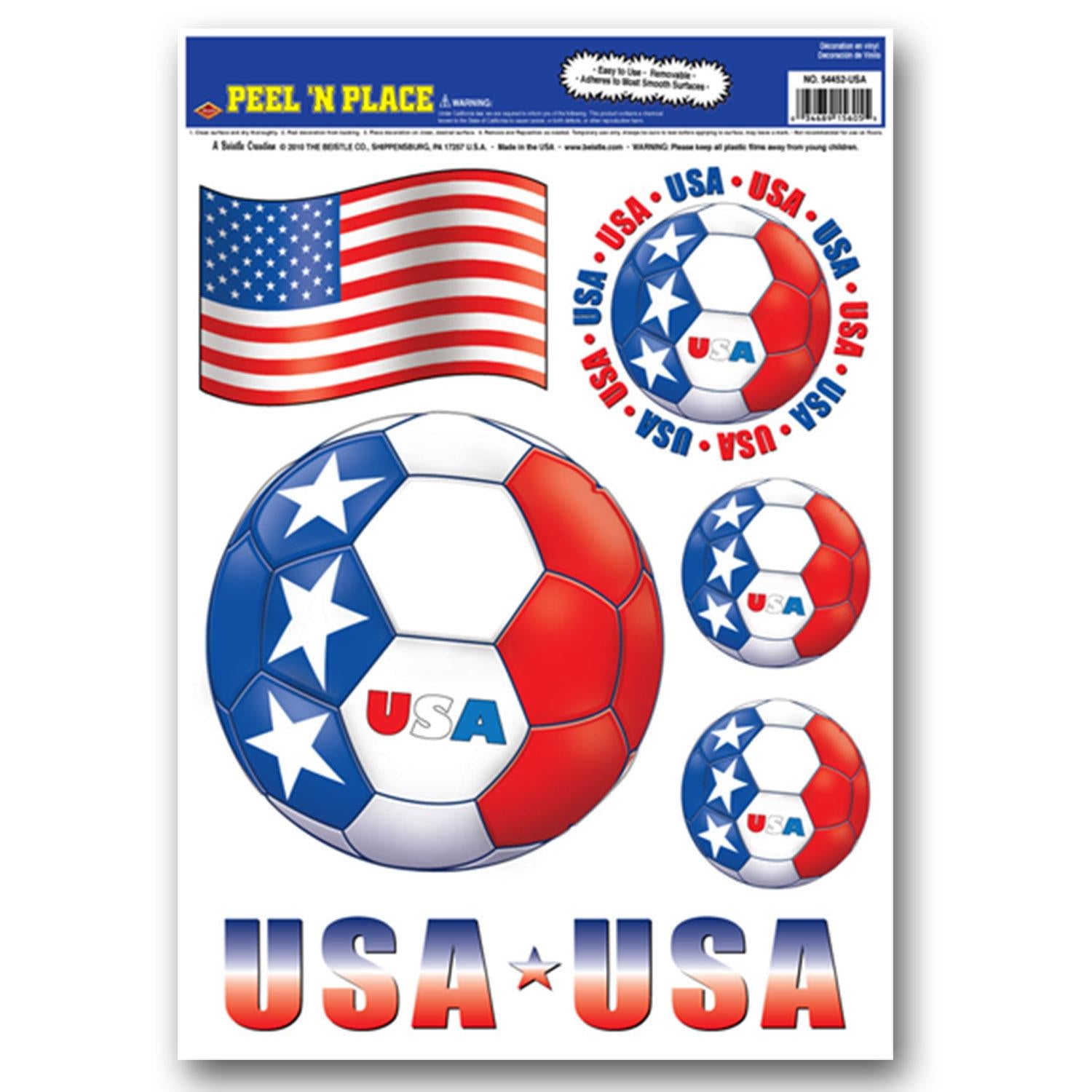 Soccer Party Peel 'N Place Clings - United States (6/Pkg)