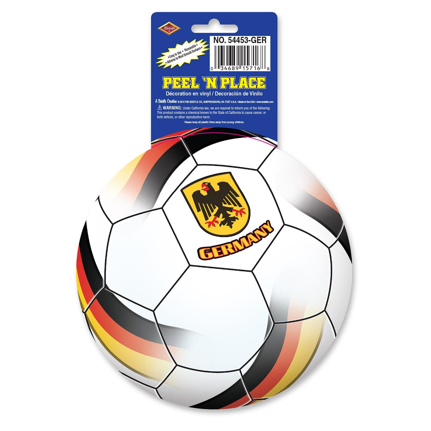 Beistle Soccer Party Peel 'N Place Clings - Germany