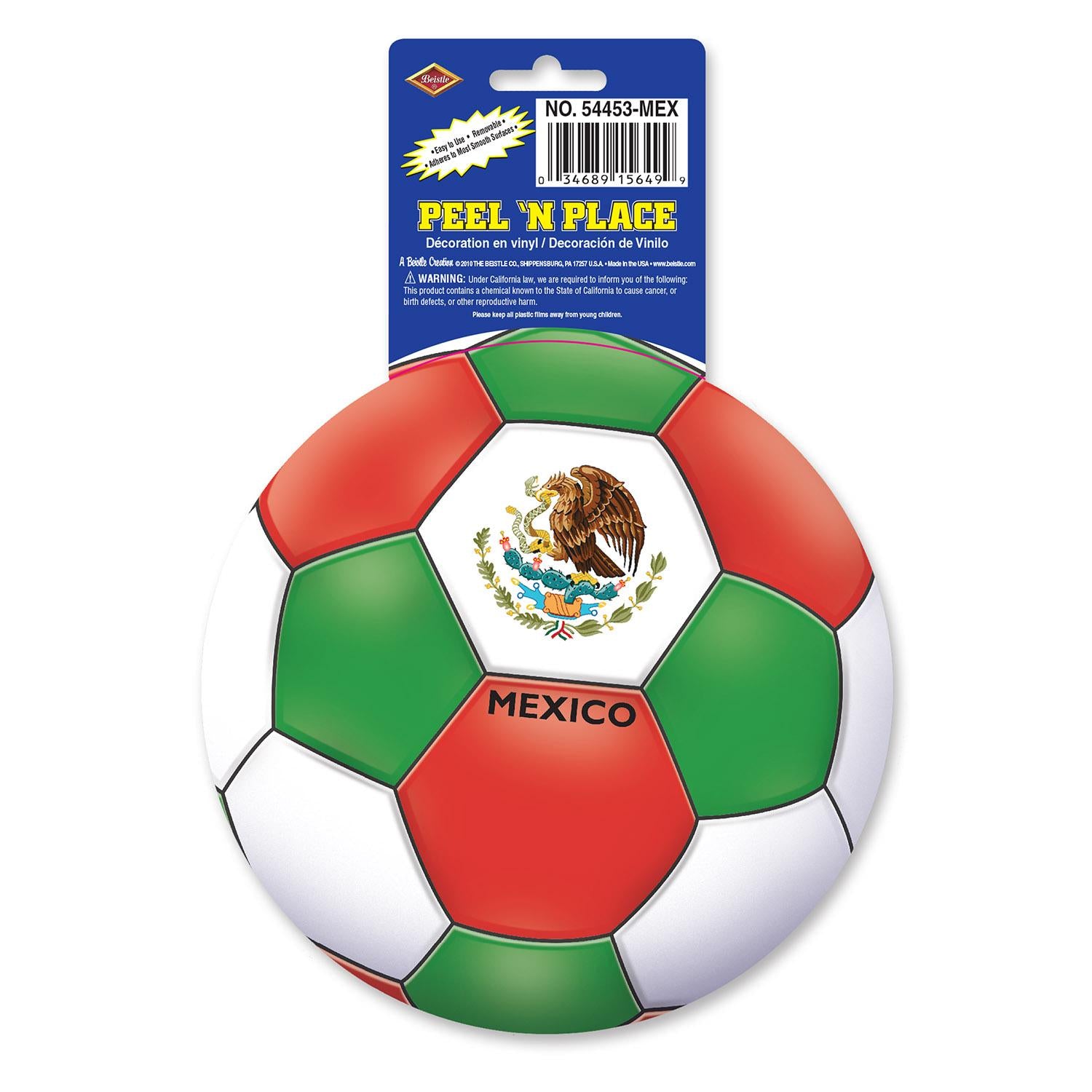 Beistle Soccer Party Peel 'N Place Clings - Mexico