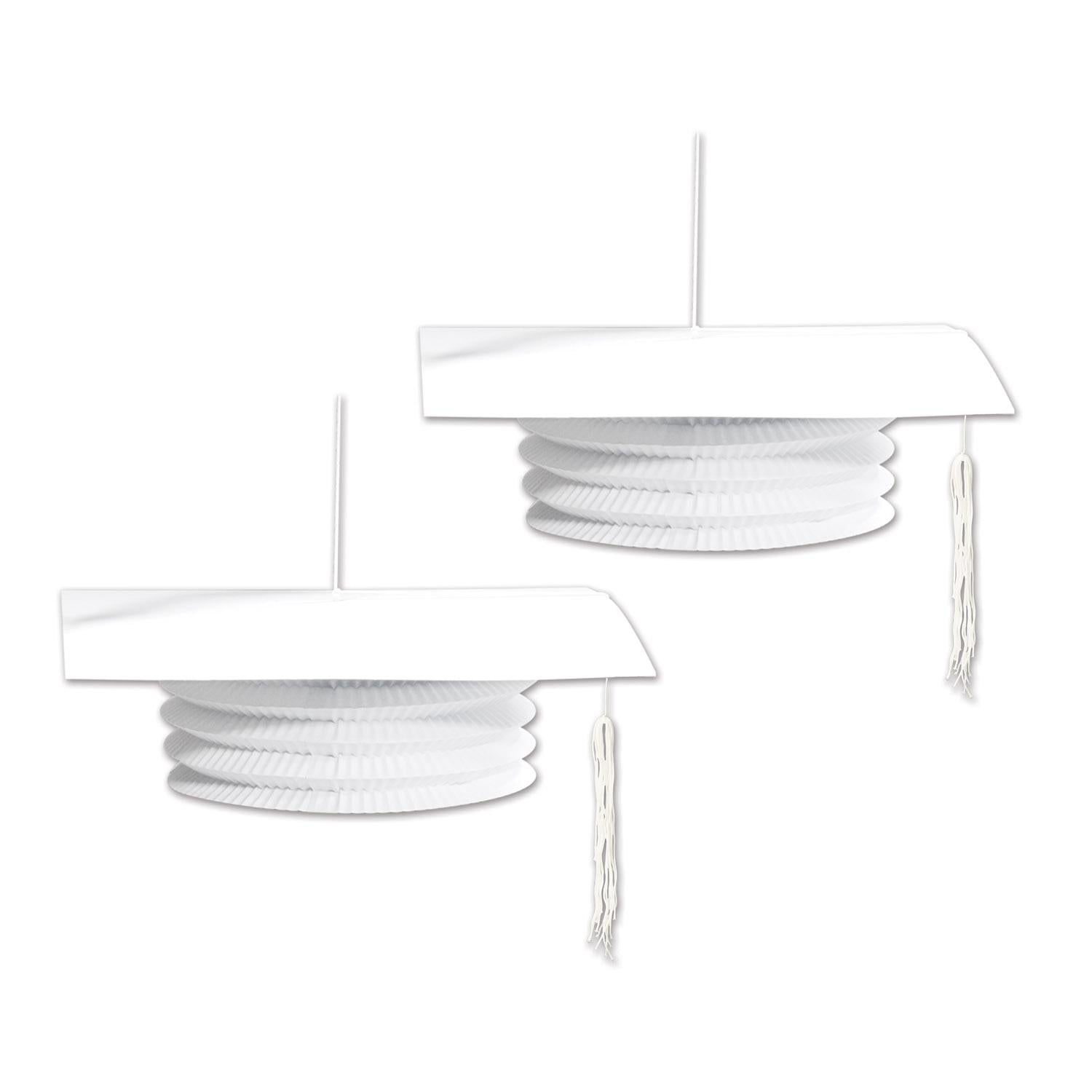 White Grad Cap Graduation Party Paper Lanterns (2/Pkg)