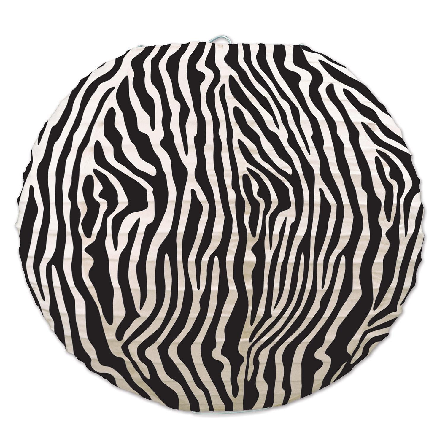 Zebra Print Party Paper Lanterns - black & white (3/Pkg)