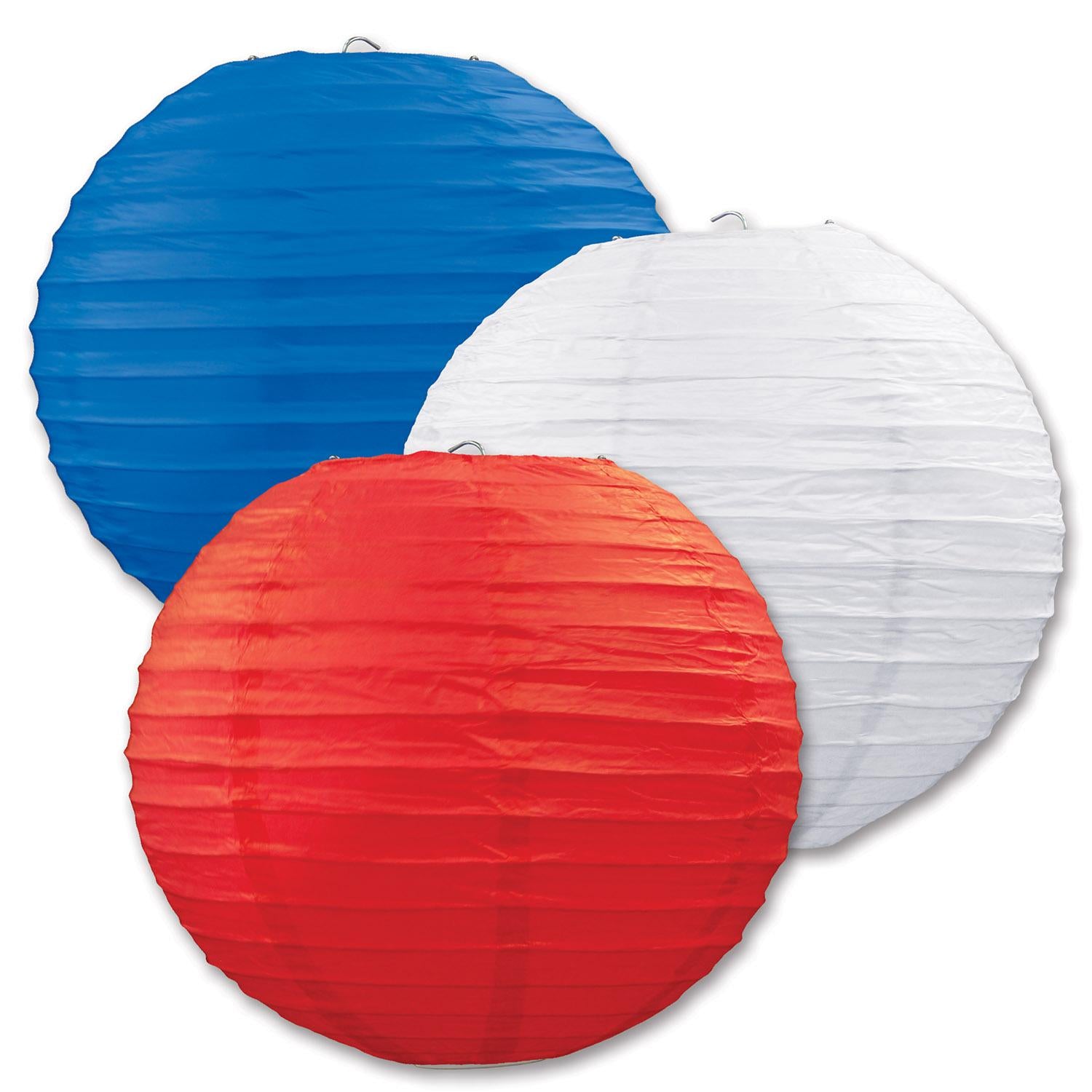 Paper Lanterns - Assorted red - white - blue Party Decor (3/Pkg)