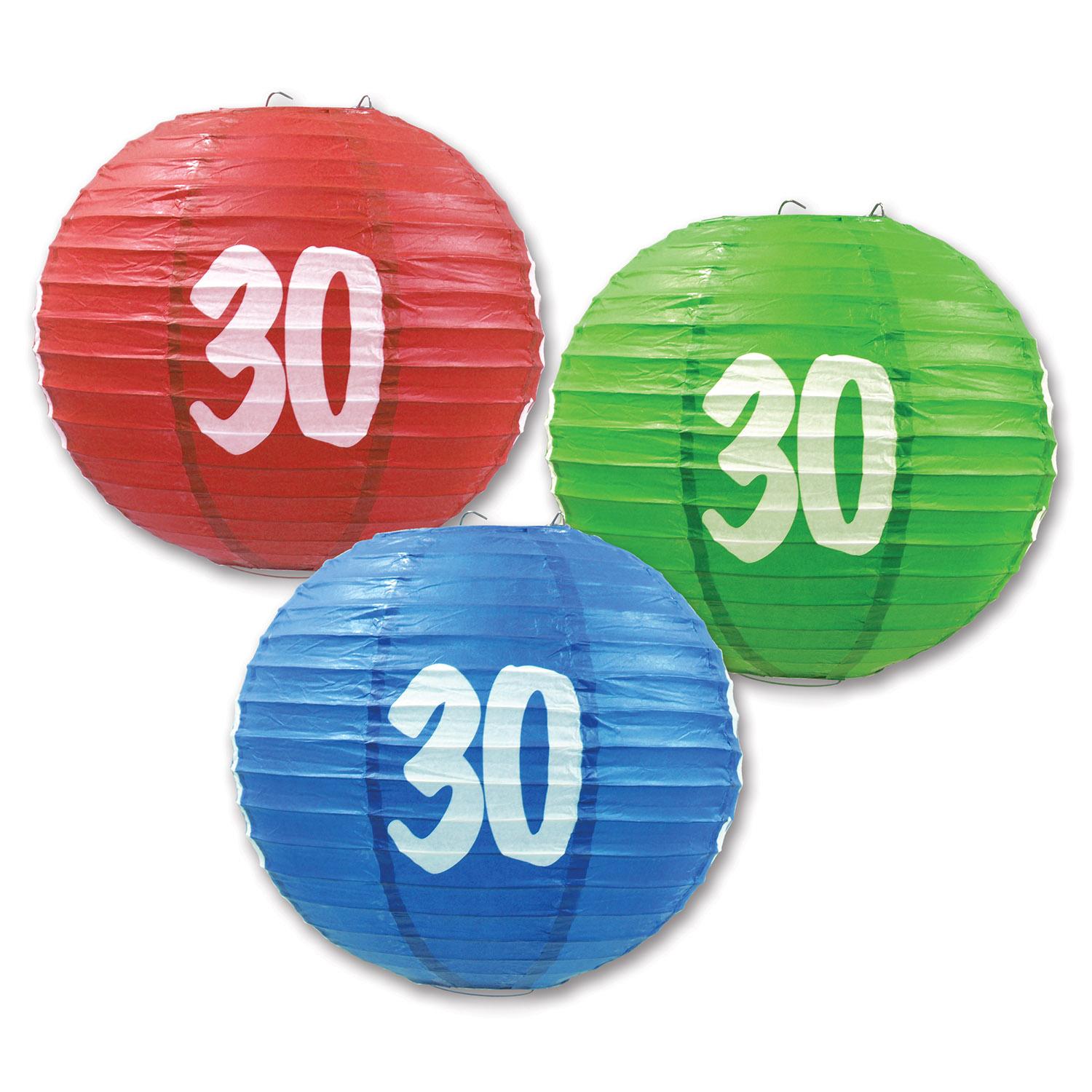 Beistle 30th Birthday Party Paper Lanterns (3/Pkg)