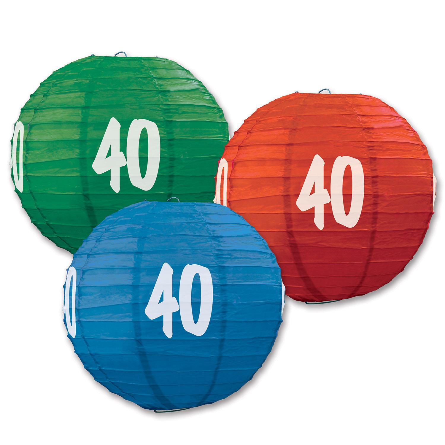 Beistle 40th Birthday Party Paper Lanterns (3/Pkg)