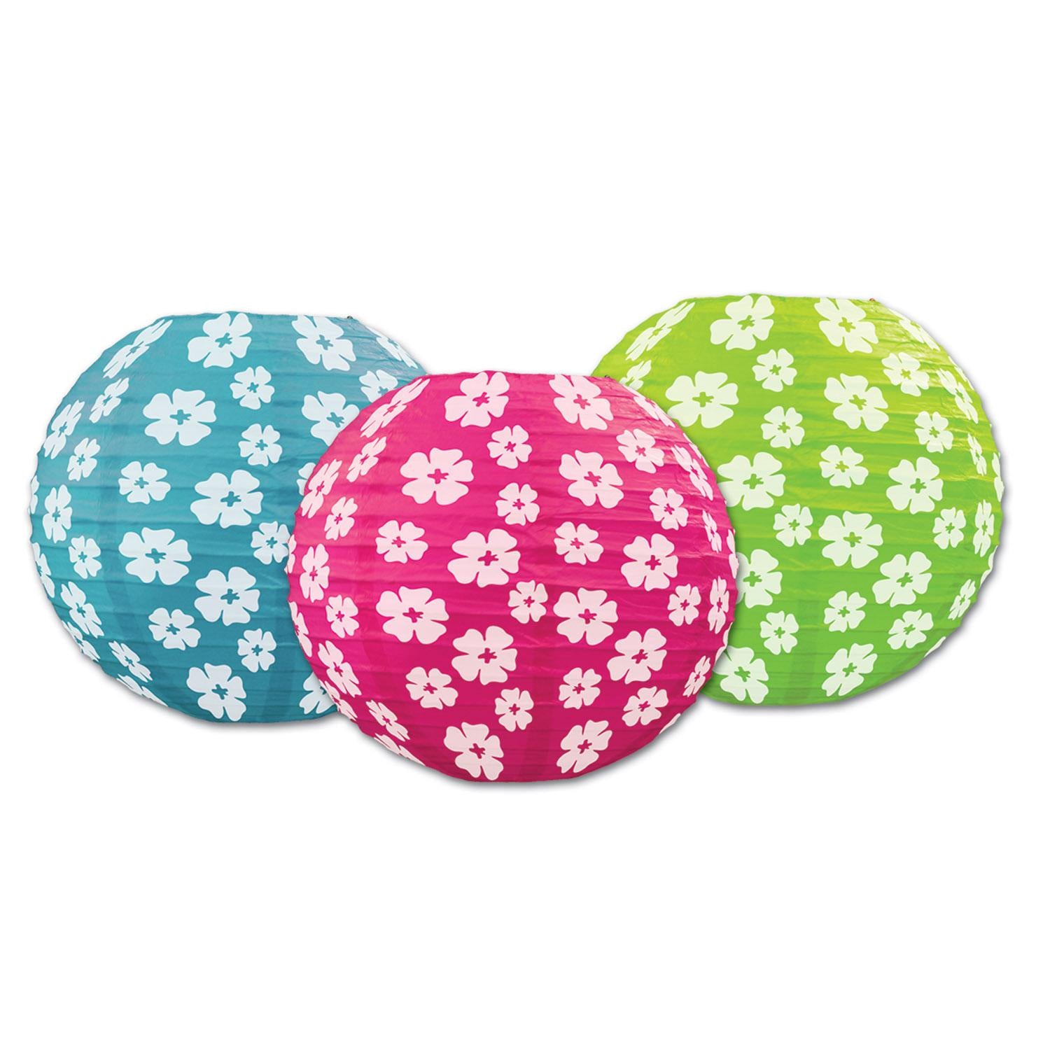 Beistle Luau Party Hibiscus Paper Lanterns (3/Pkg)