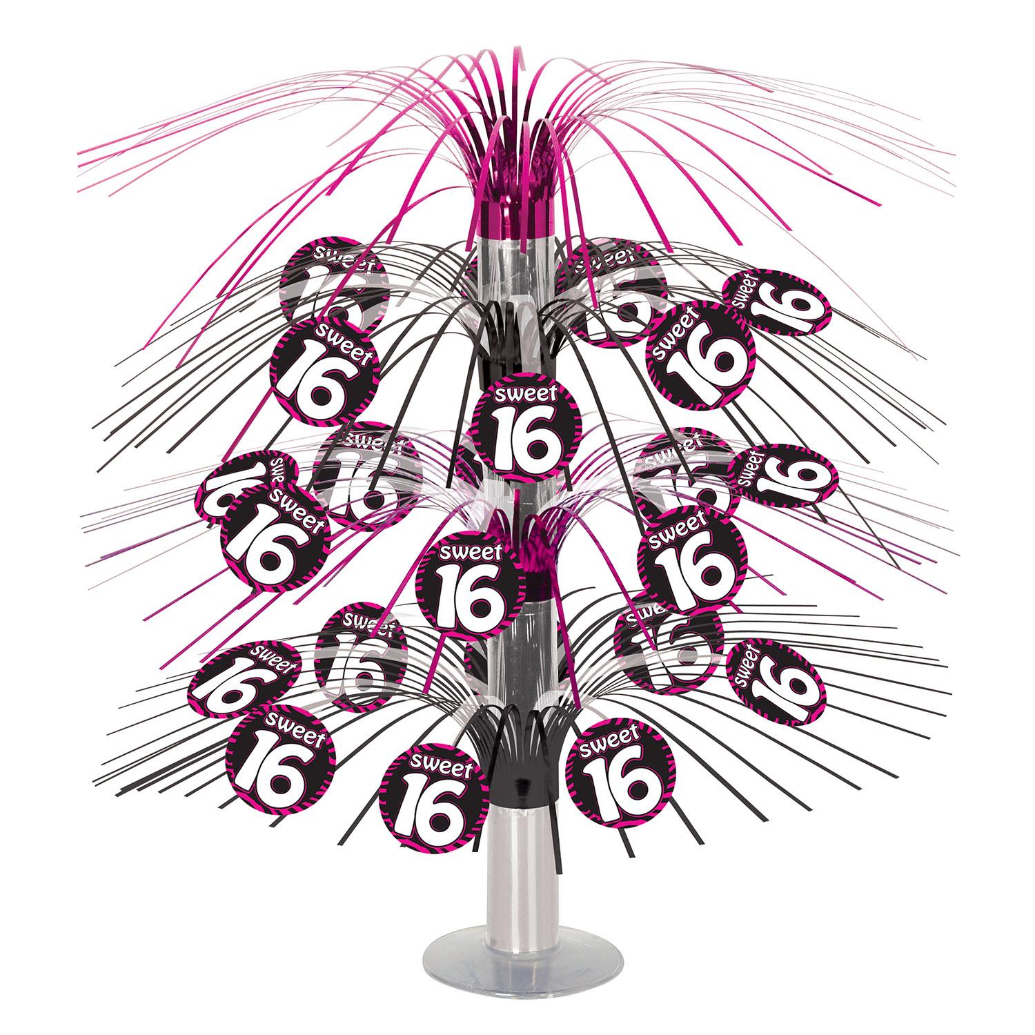 Sweet 16 Birthday Party Cascade Centerpiece- Pink and Black